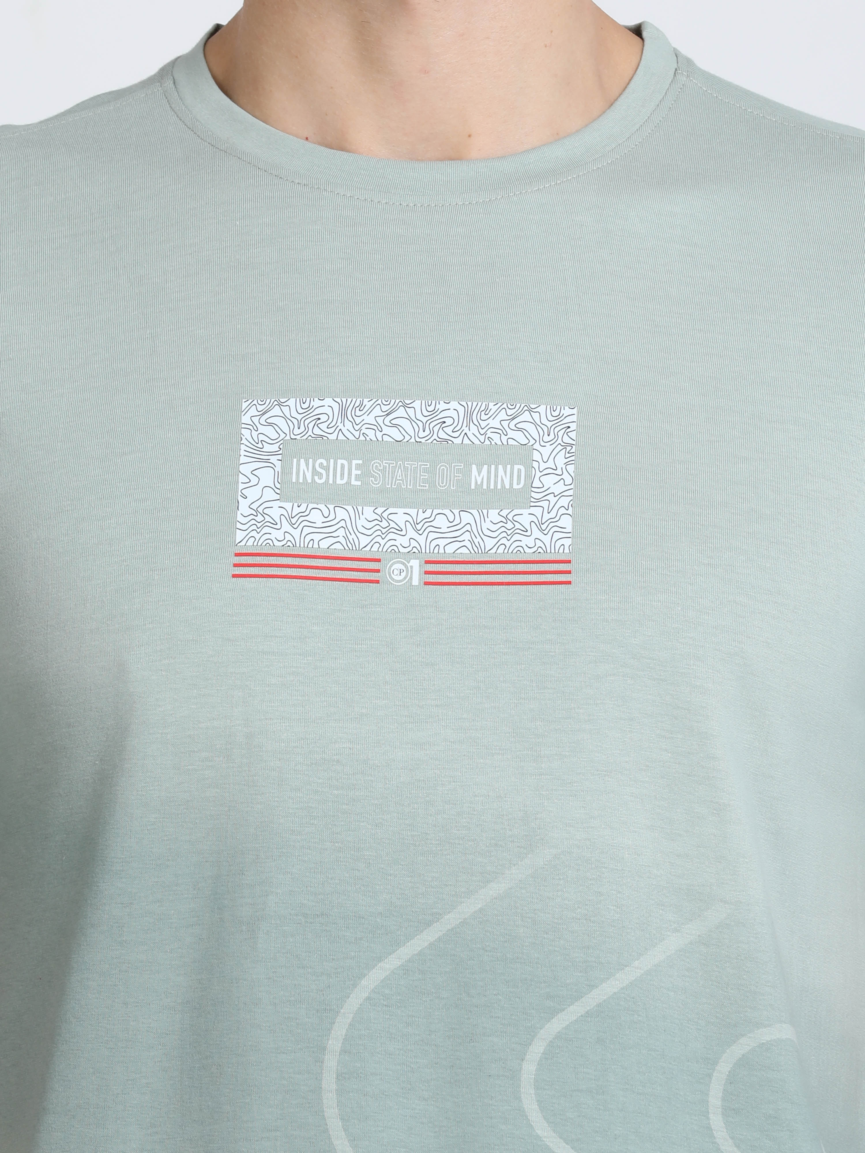 Classic Polo Mens Cotton Half Sleeves Printed Slim Fit Crew Neck Light Blue Color T-Shirt | Baleno - 563 B Sf C