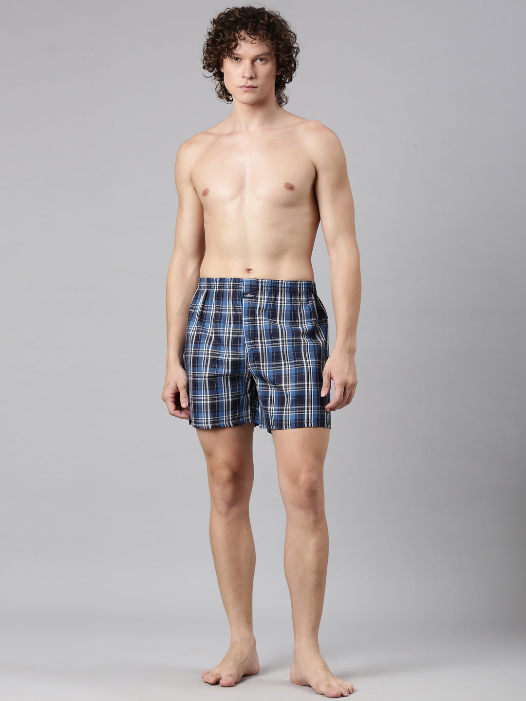 Classic Polo Men's All-Over Print/Checked Slim Fit Cotton Boxer Shorts Pack Of 2 | BXT-69-DBY-CHK