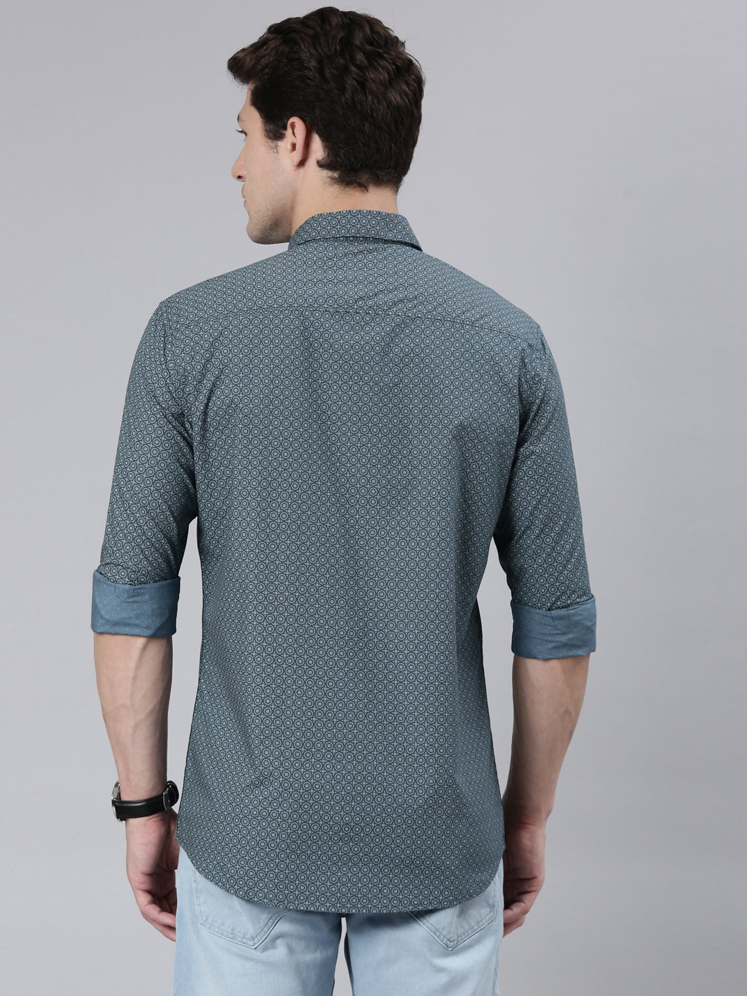 Classic Polo Men's Full Sleeve Lt.Teal Polo Neck 100% Cotton Slim Fit Shirt | SP2-CL-66 B-FS-PRT-SF