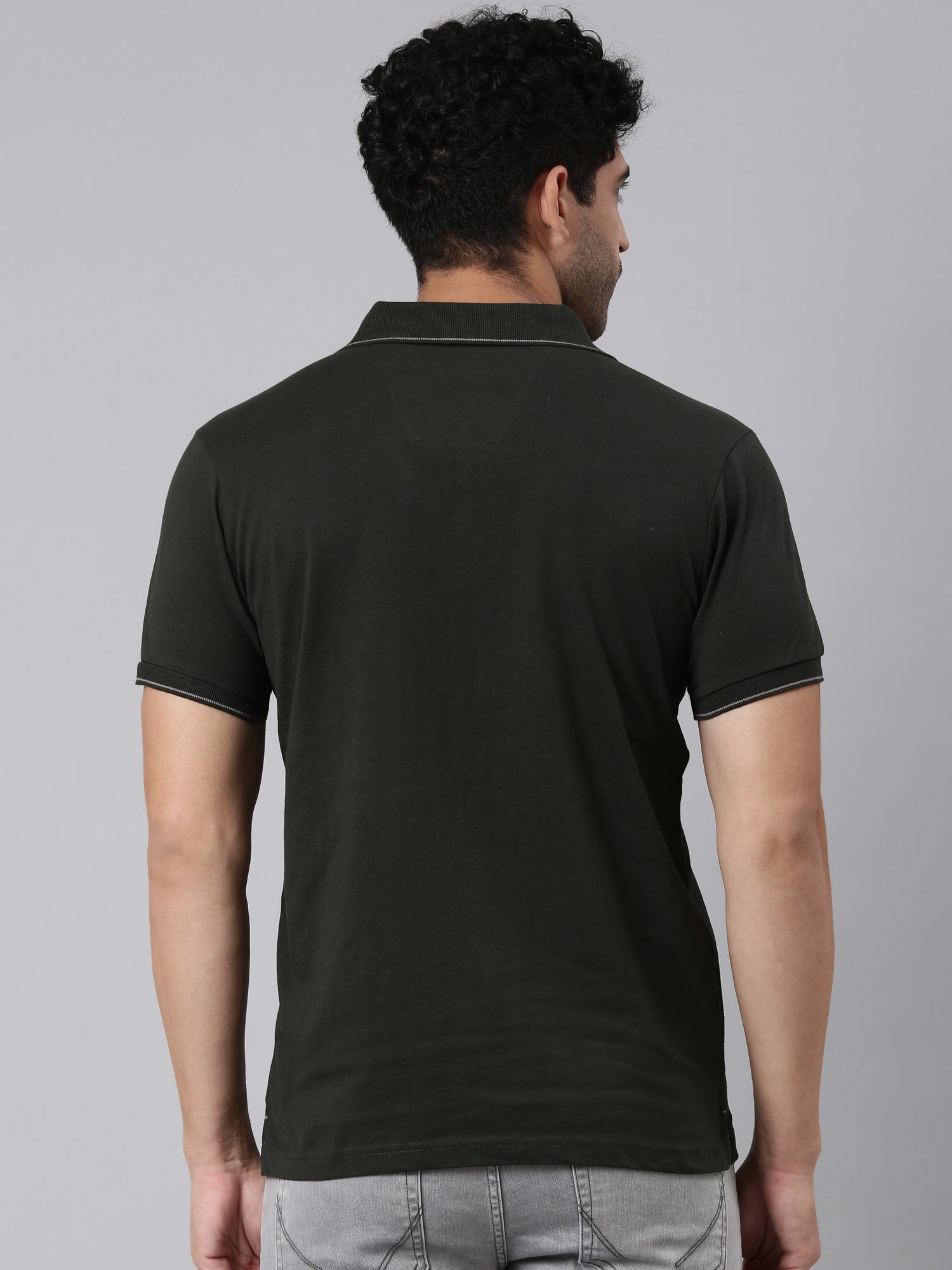 Classic Polo Men's Half Sleeve Black Polo Neck Slim Fit Striped Cotton T-Shirt | FP - 23 A SF P