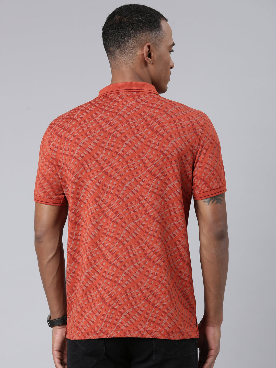 Classic Polo Mens Aop Rust Polo Neck Slim Fit T-Shirt | BELLO - 252 A SF P