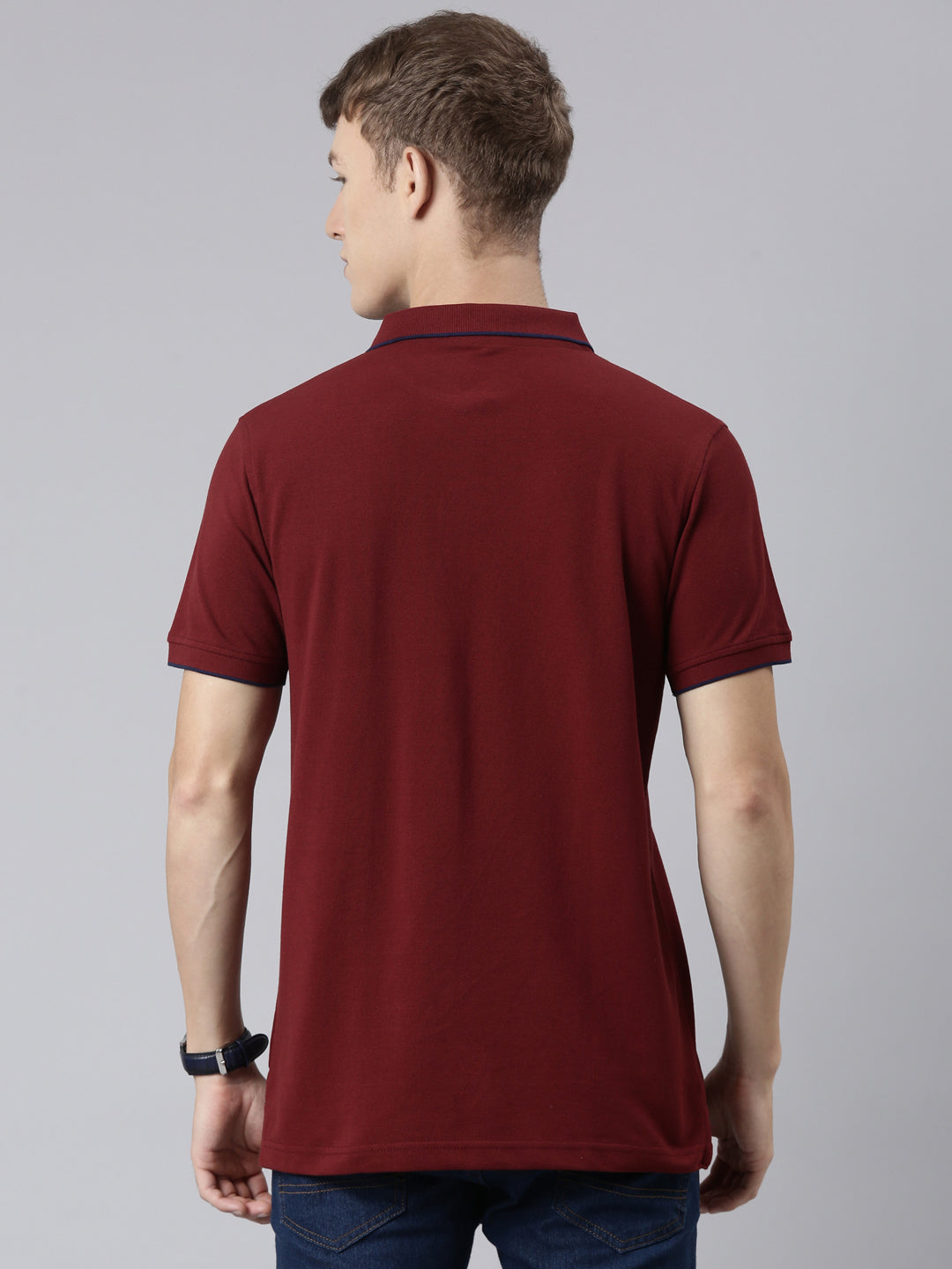 Classic Polo Men's Casual Solid Maroon Half Sleeve Authentic Fit T-Shirt | TOY-NOVA-SYRAAH