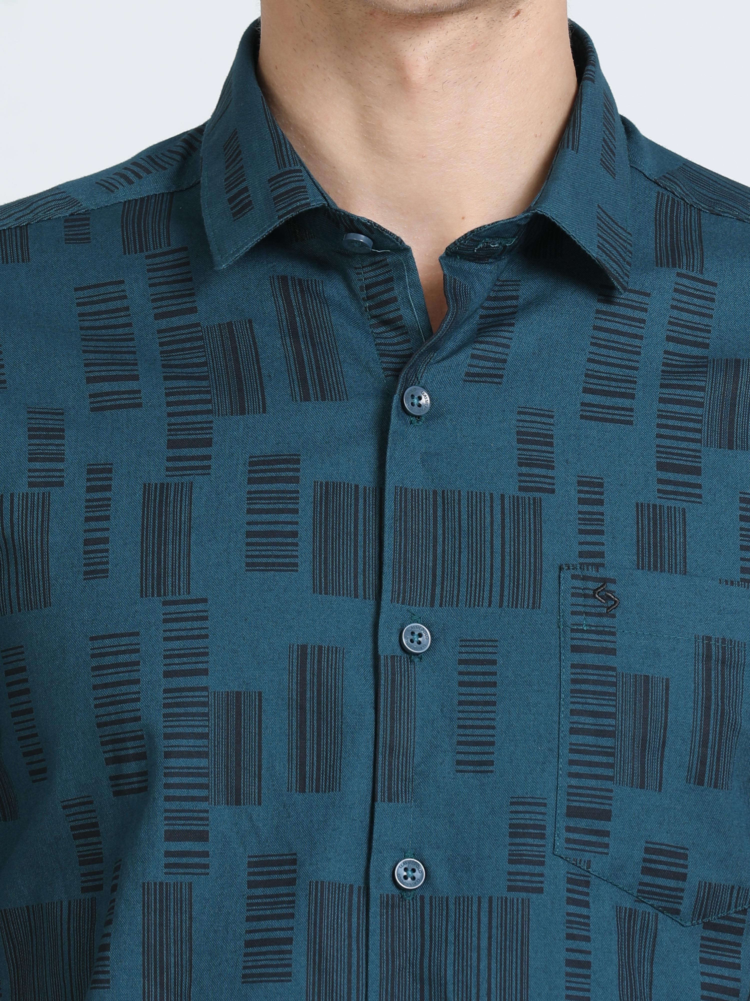 Classic Polo Mens Pure Cotton Half Sleeves Printed Slim Fit Polo Neck Dark Blue Color Woven Shirt | So2-162 B-Hs-Prt-Sf