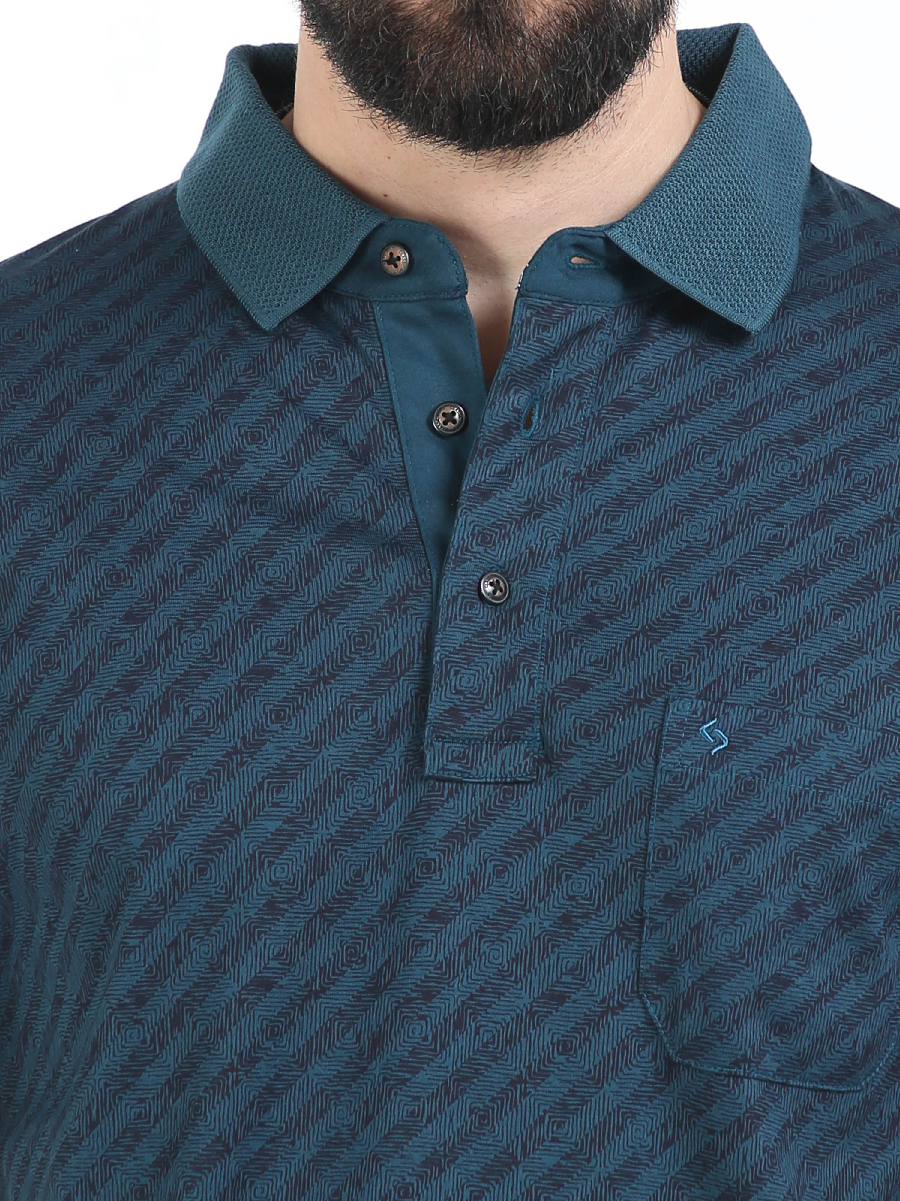 Classic Polo Mens Cotton Half Sleeves Striped Slim Fit Polo Neck Blue Color T-Shirt | Scant - 34 A Sf P