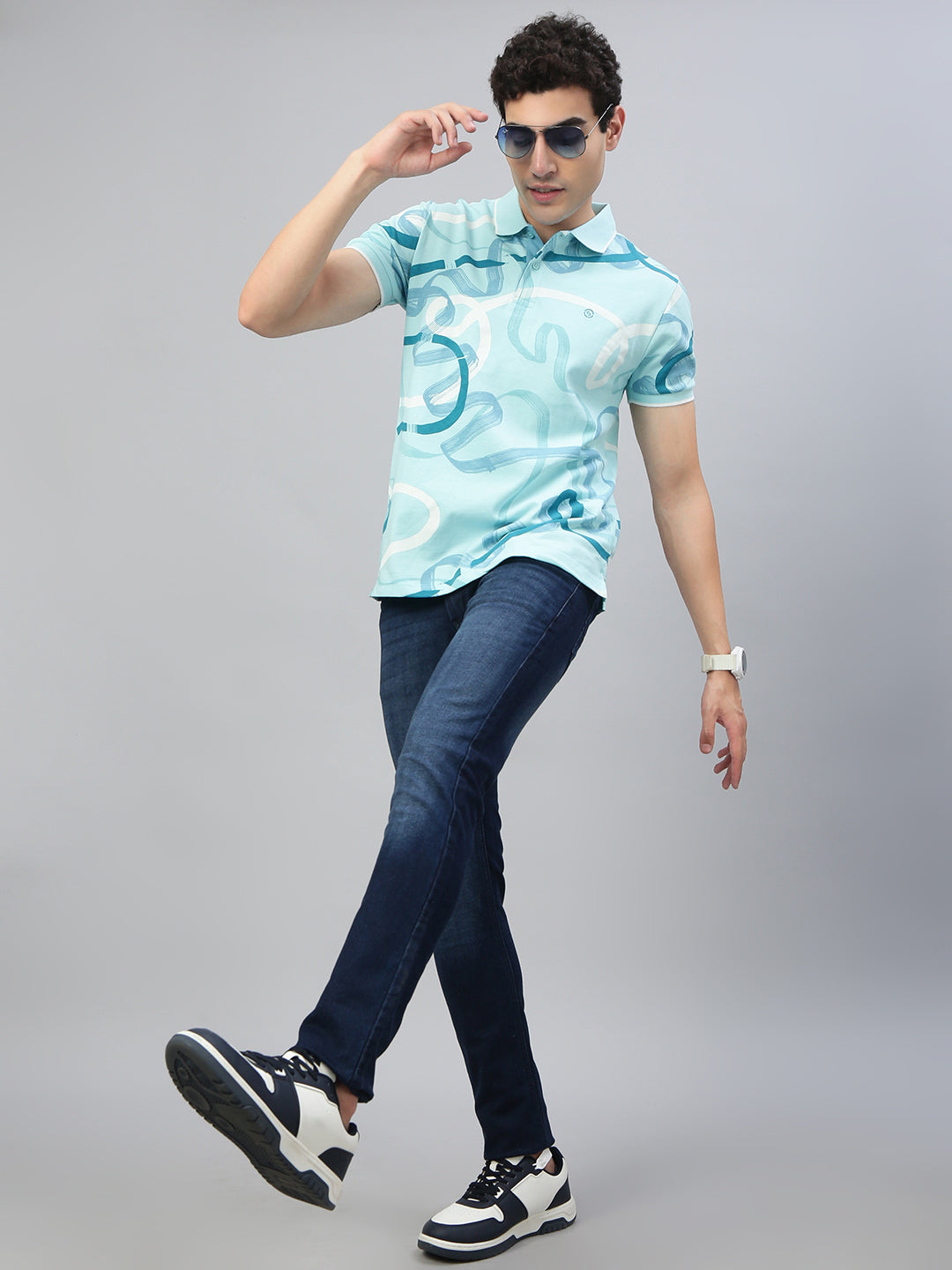 Classic Polo Men's Dark Blue Slim Fit Solid Denim||CPDQ1-07-DBLU-SF