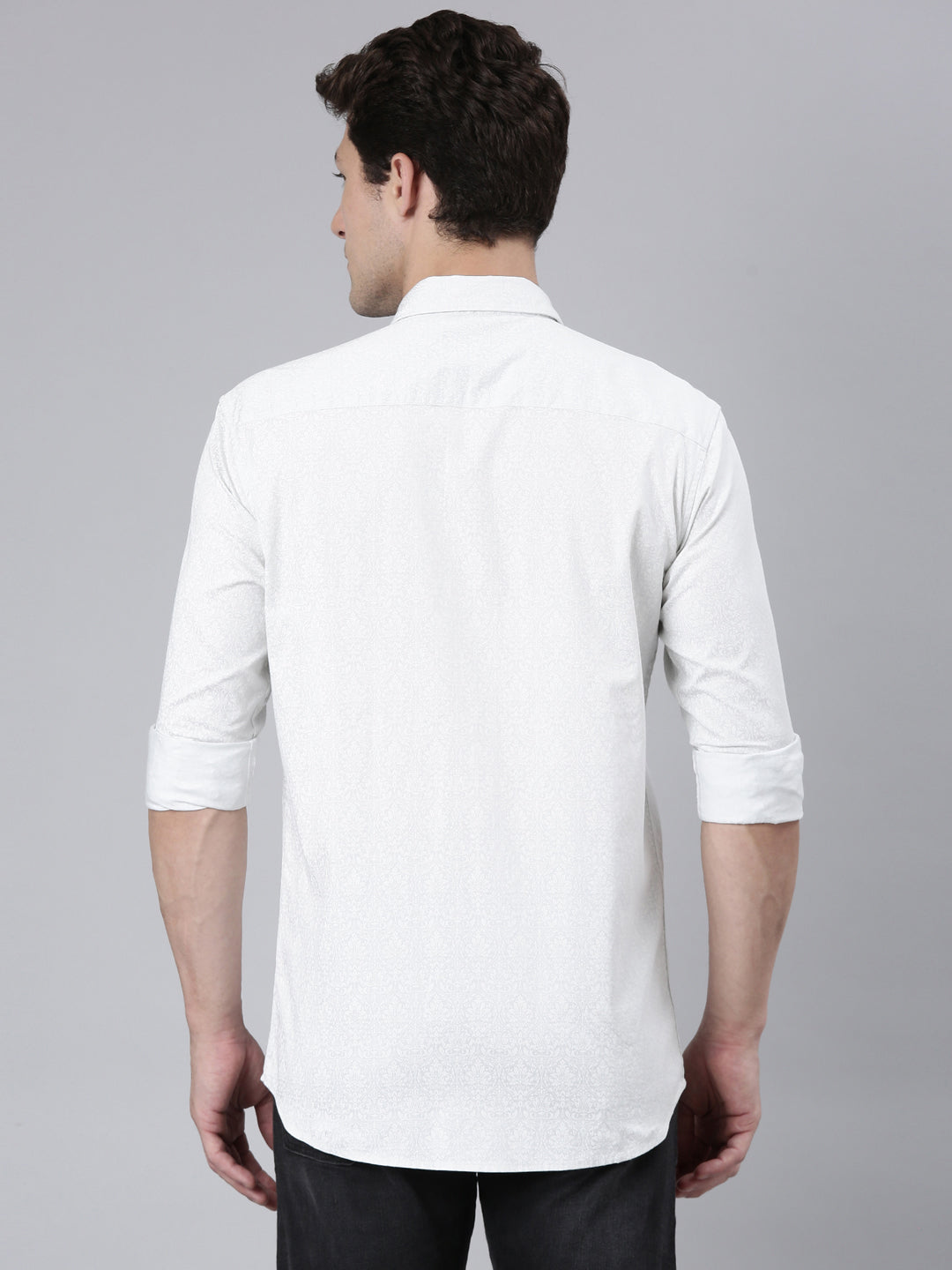 Classic Polo Men's Full Sleeve Off-White Polo Neck 100% Cotton Slim Fit Shirt | SP2-151-PRT-SF FS