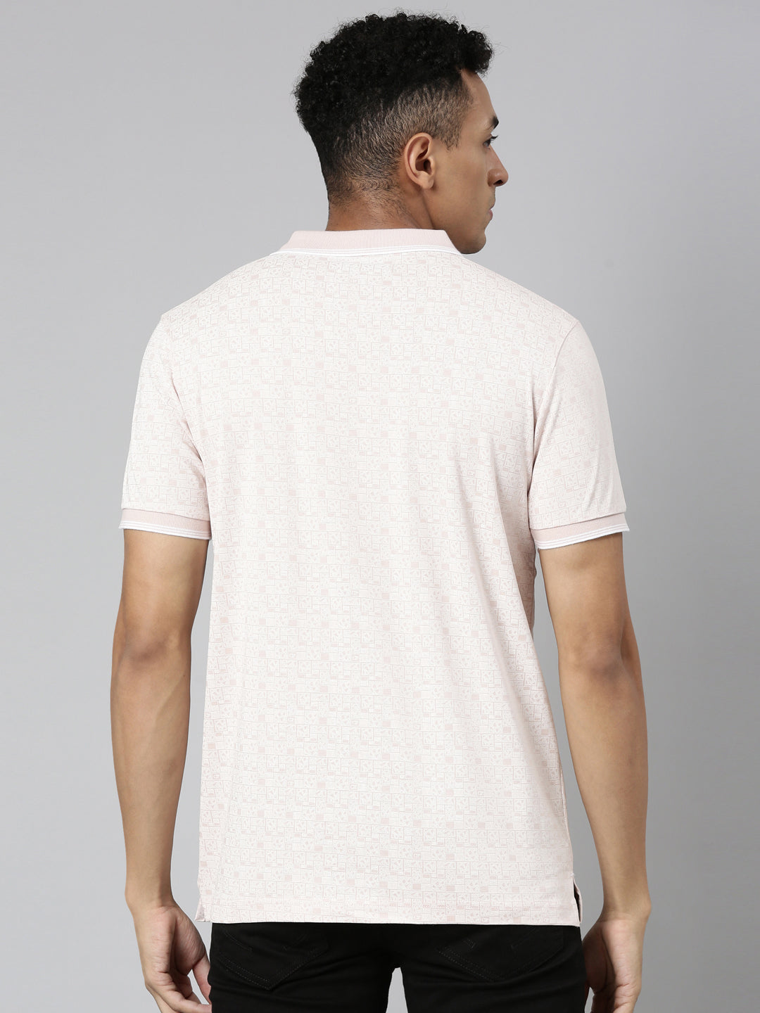 Classic Polo Men's Polo Neck Cotton Lt.Pink Slim Fit Printed T-Shirt | BELLO-282 B SF P