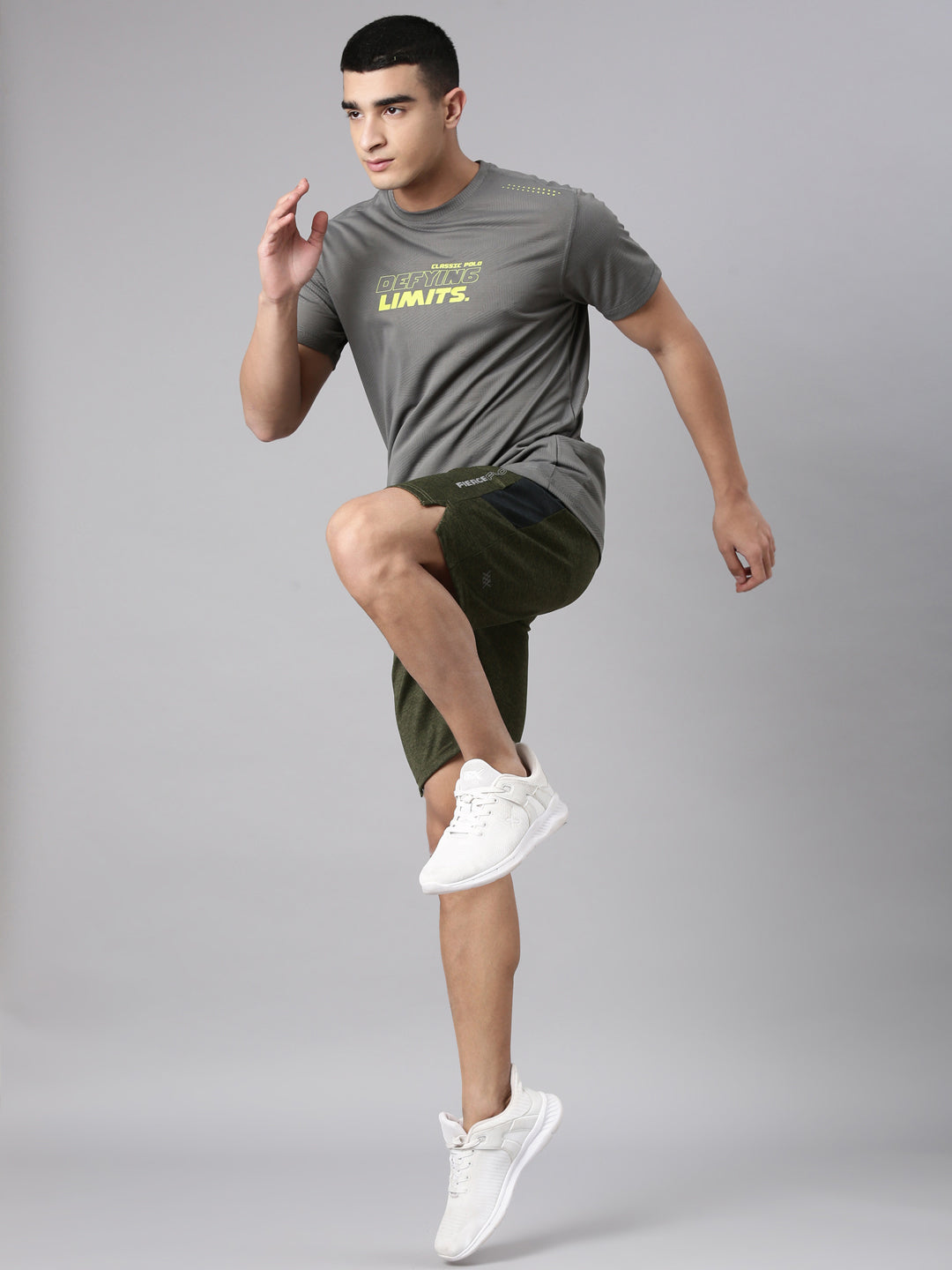Classic Polo Men's Olive Green Slim Fit Solid Polyester Active Wear Shorts | CP-SPZ-SH-01 E
