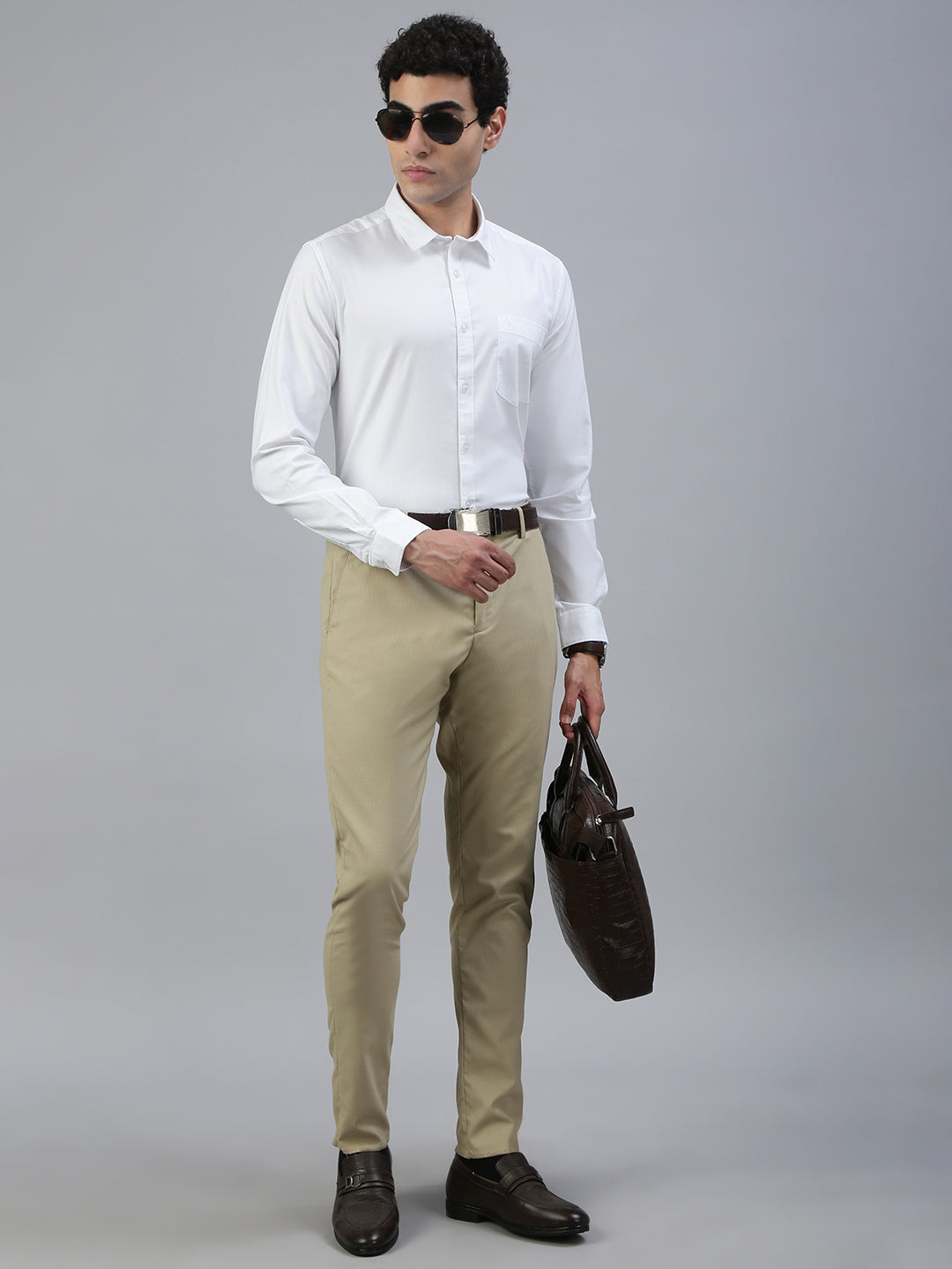 Classic Polo Men's Full Sleeve White Polo Neck Slim Fit Solid Shirt||SQ1-CL-61 C-FS-SLD-SF