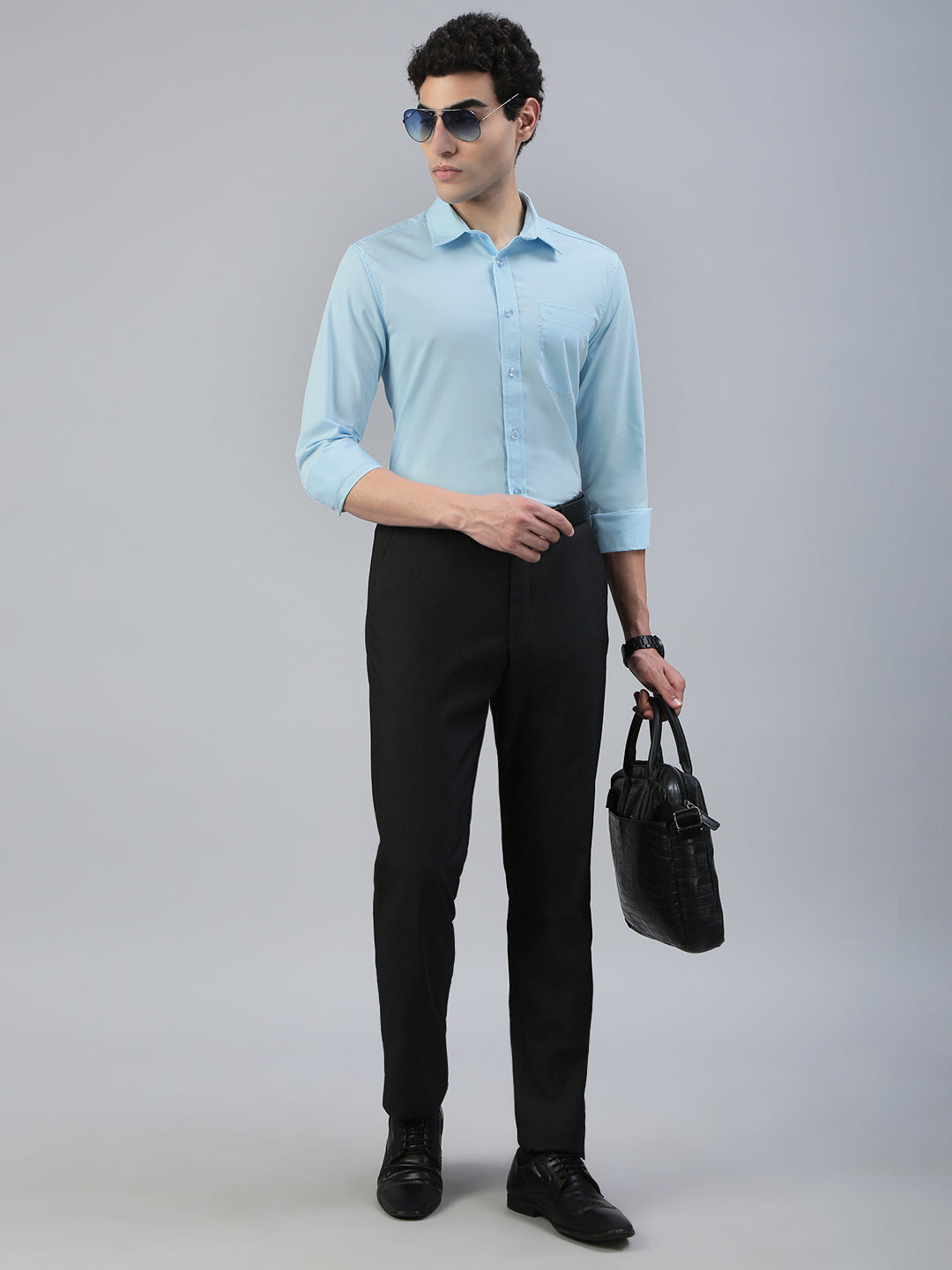 Classic Polo Men's Full Sleeve Lt.Blue Polo Neck Slim Fit Solid Shirt||TOY-NEXGEN-AQUA SF FS