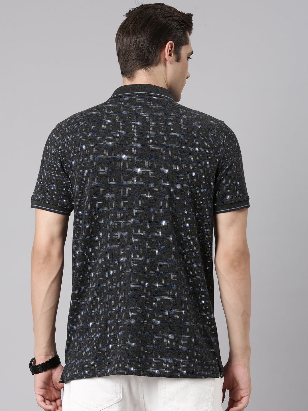 Classic Polo Men's Polo Neck Cotton Black Slim Fit Printed T-Shirt | BEAU-247 B SF P
