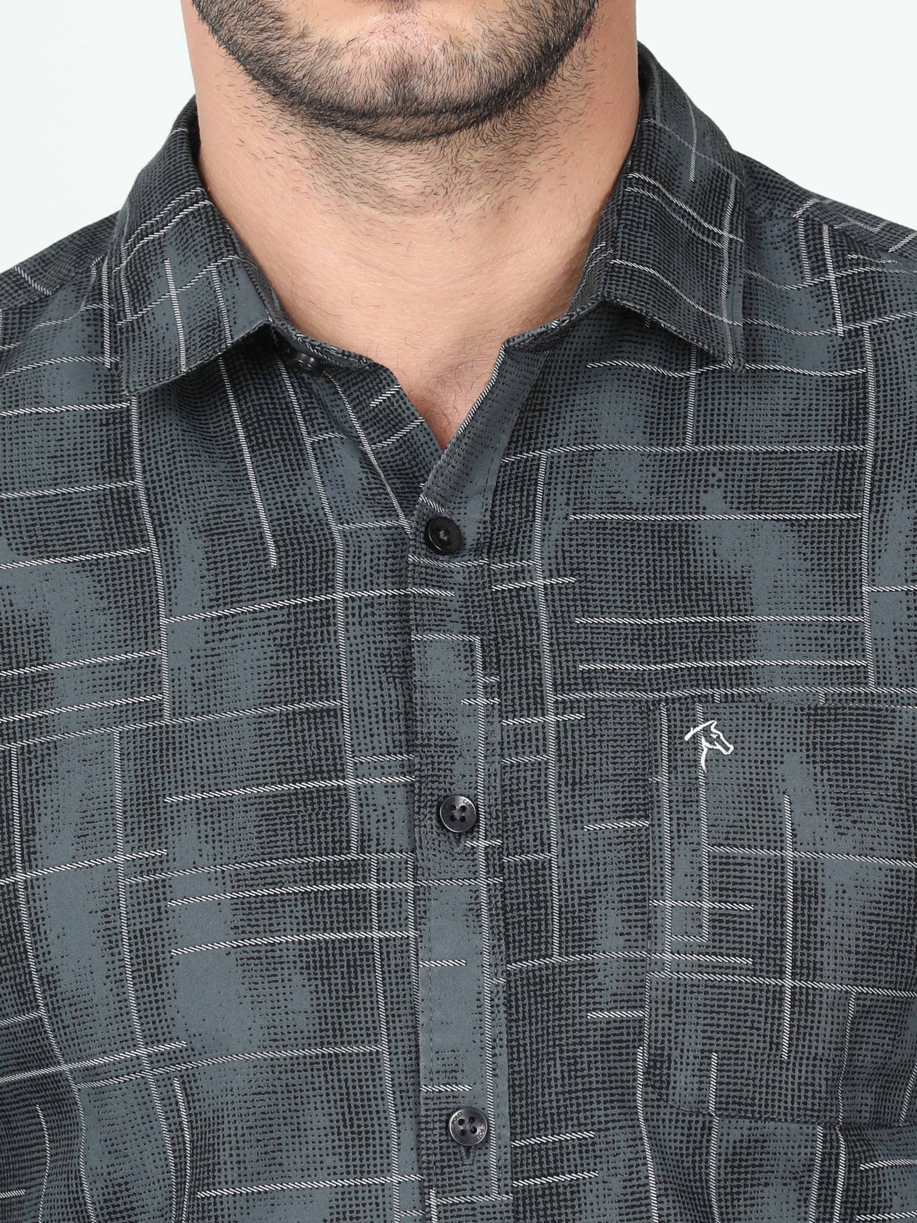 CP BRO Mens Cotton Full Sleeve Slim Fit Polo Neck Black Color Woven Shirt | Sbo1-09 B-FS-PRT-BSL