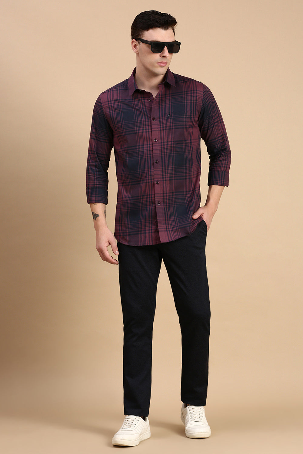 Classic Polo Men's Navy Moderate Fit Printed Trousers | TP2-CL 11 A-NVY-MF-LY