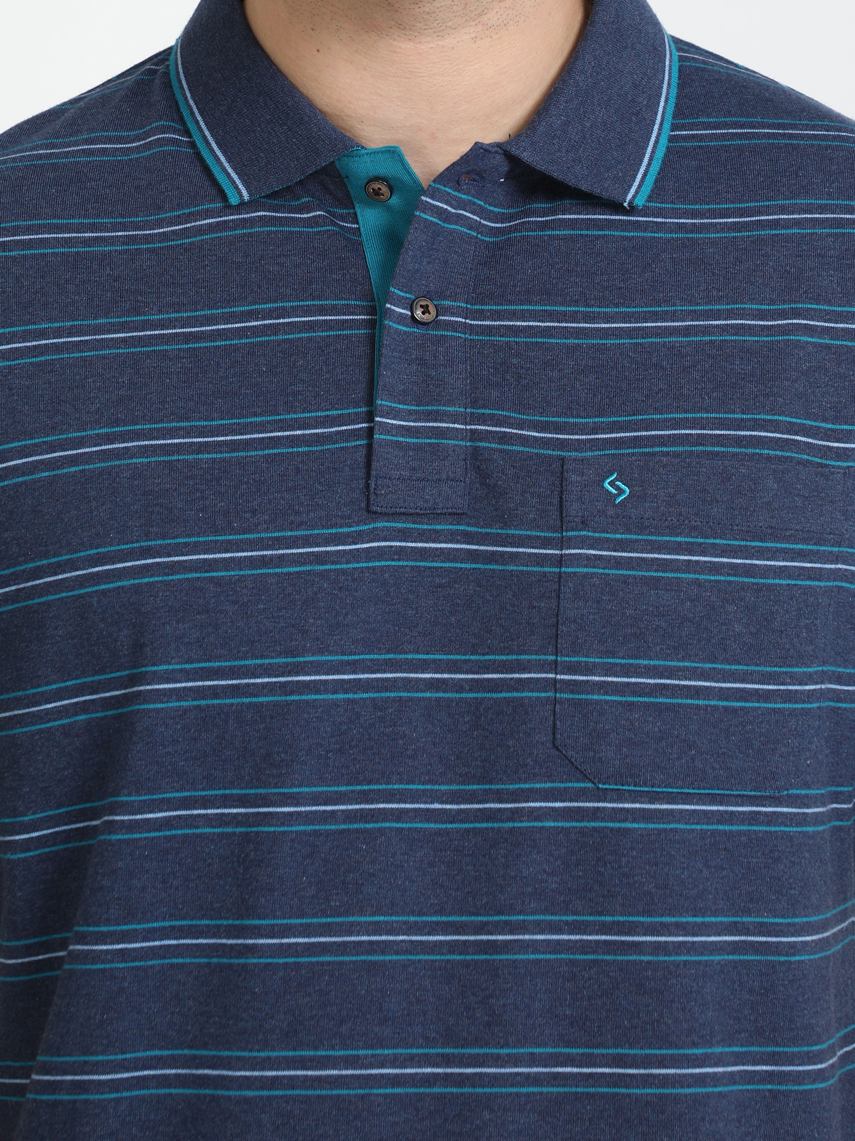 Classic Polo Mens Cotton Half Sleeves Striped Authentic Fit Polo Neck Blue Color T-Shirt | Mel - 237 A Af P