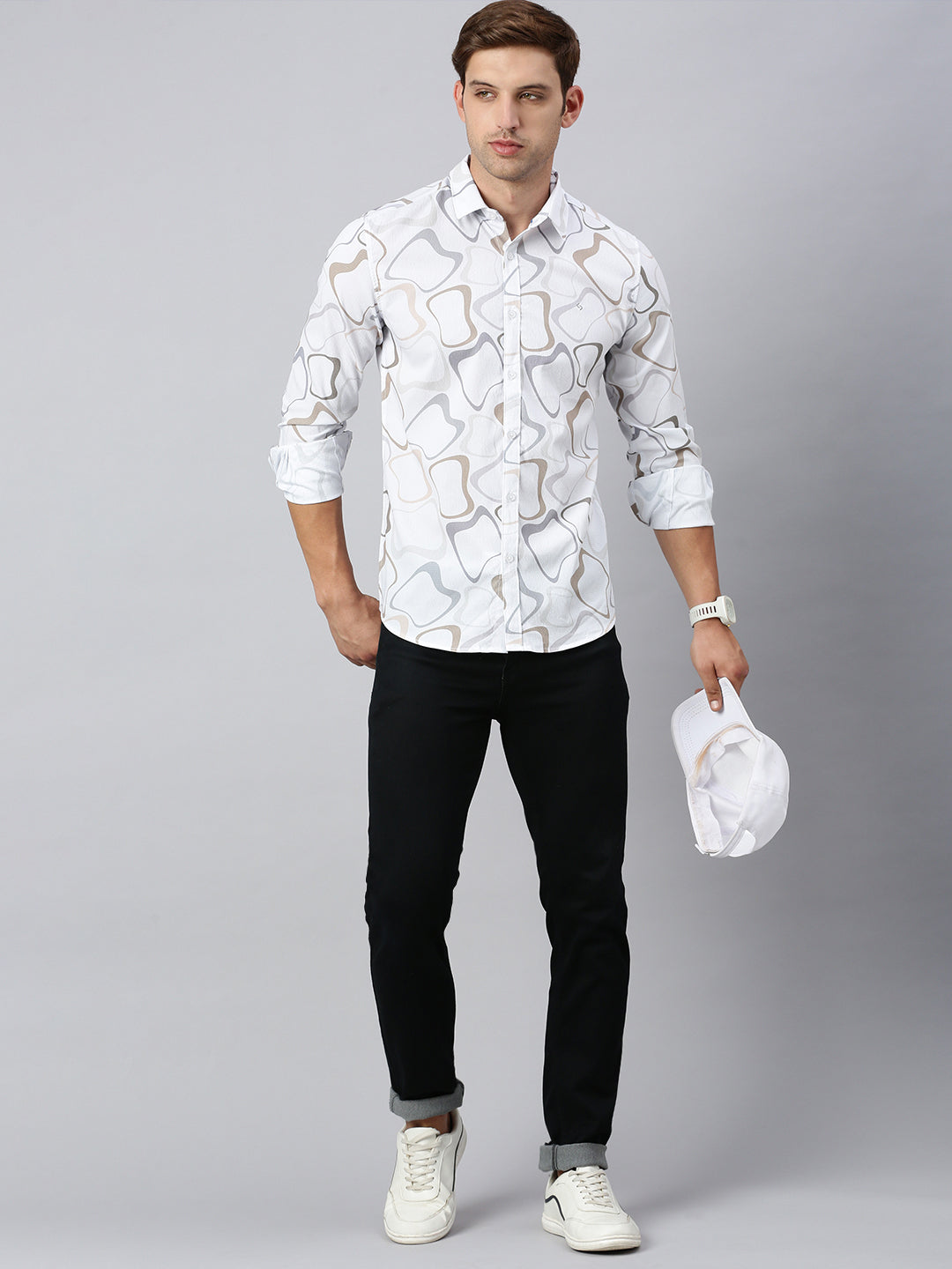 Classic Polo Men's Full Sleeve Multi Polo Neck Slim Fit Printed Shirt | SP2-GN-06 B-FS-PRT-BSL
