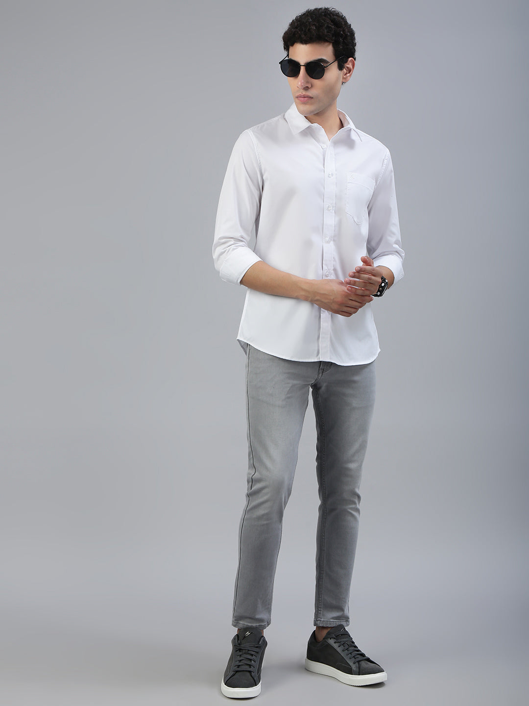 Classic Polo Men's Full Sleeve White Polo Neck Slim Fit Solid Shirt||TOY-NEXGEN-WHITE SF FS