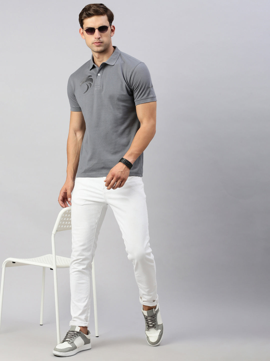 Classic Polo Men's Half Sleeve Dr.Grey Polo Neck Cotton Slim Fit T Shirt | PRM - 803 A SF P
