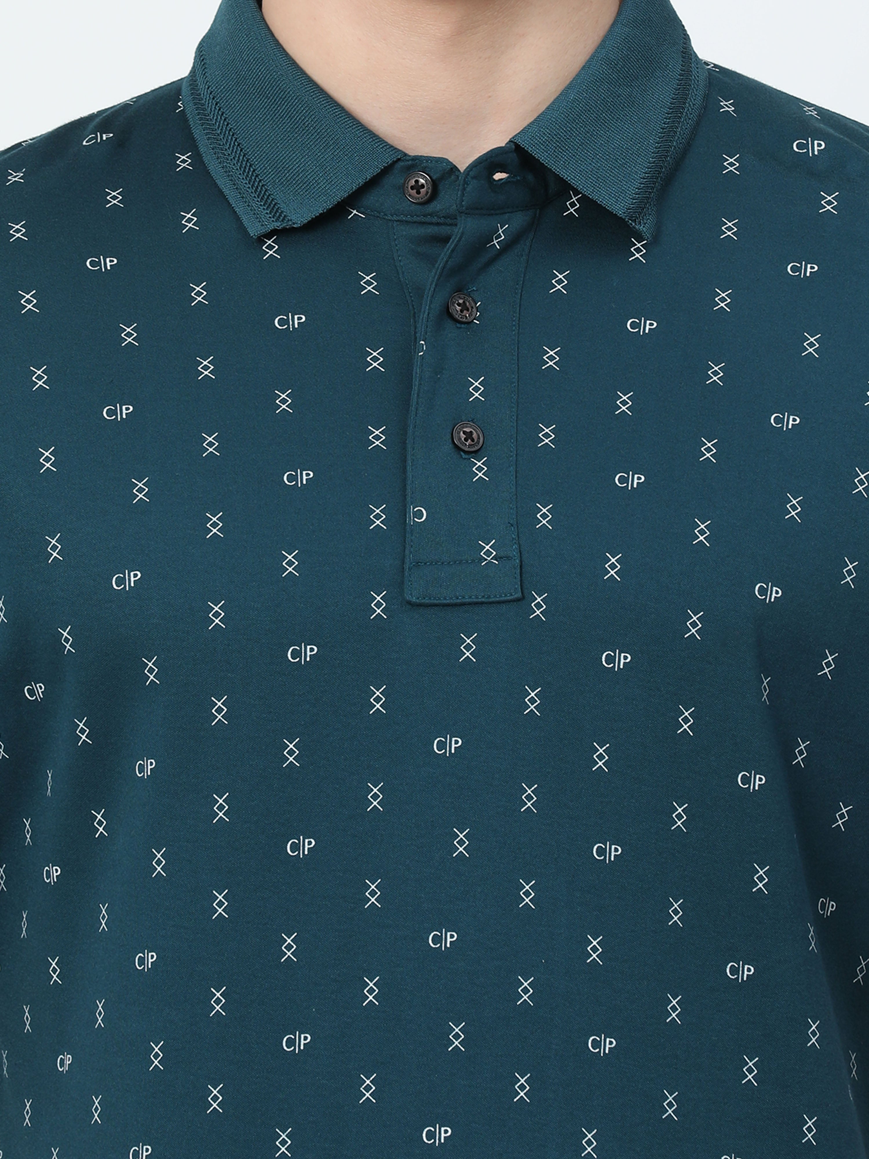 Classic Polo Mens Cotton Half Sleeves Printed Slim Fit Polo Neck Blue Color T-Shirt | Prm - 788 B Sf P