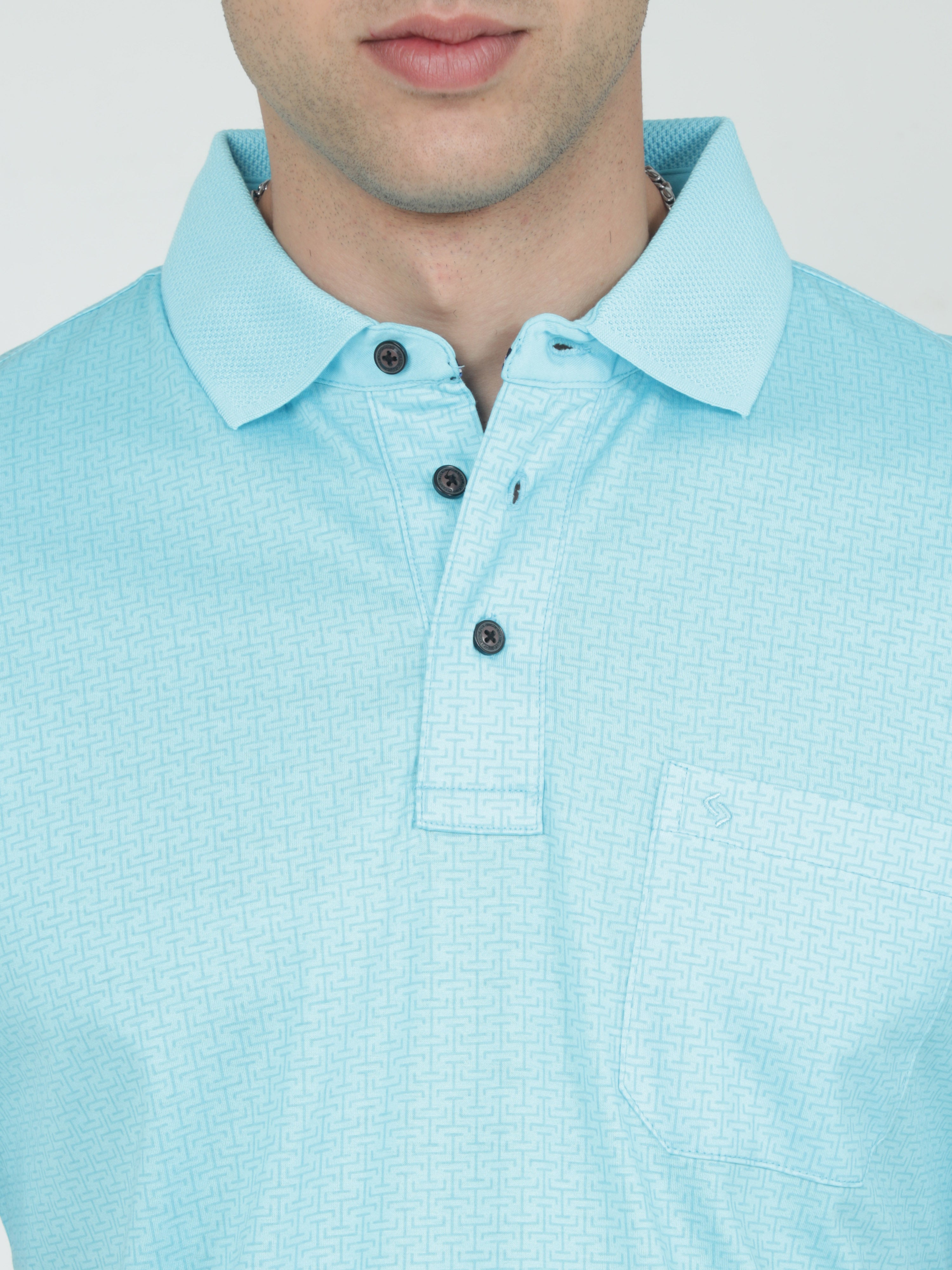 Classic Polo Mens Cotton Half Sleeves Floral Authentic Fit Polo Neck Blue Color T-Shirt | Swank - 07 B Af P