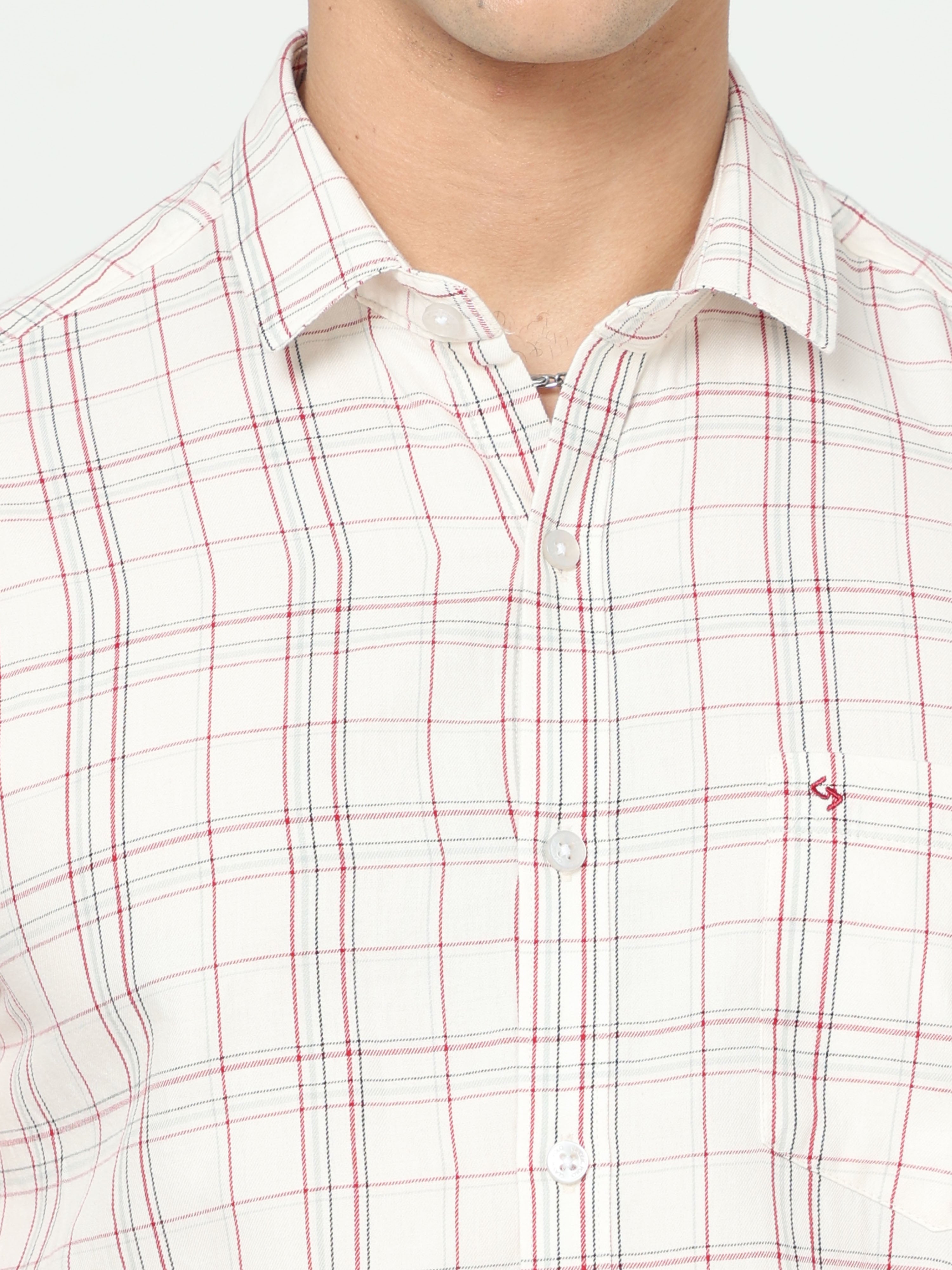 Classic Polo Mens Cotton Full Sleeve Checked Slim Fit Polo Neck Pink Color Woven Shirt | SO1-96 A-FS-CHK