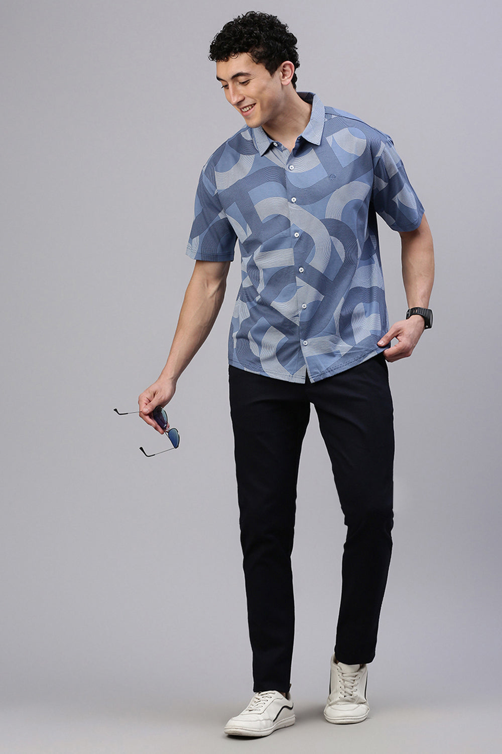 Classic Polo Men's Half Sleeve Multicolor Polo Neck Slim Fit All Over Print Drop Shoulder Knitted Shirt | GEN-X-KSH 16 B SH HS