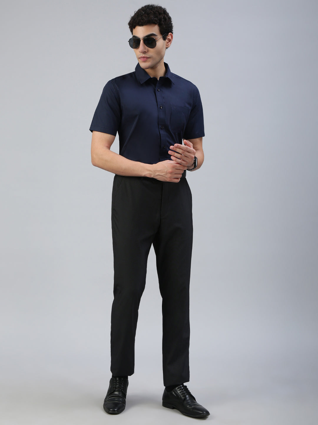 Classic Polo Men's Half Sleeve Navy Blue Polo Neck Slim Fit Solid Shirt||TOY-NEXGEN-NAVY SF HS
