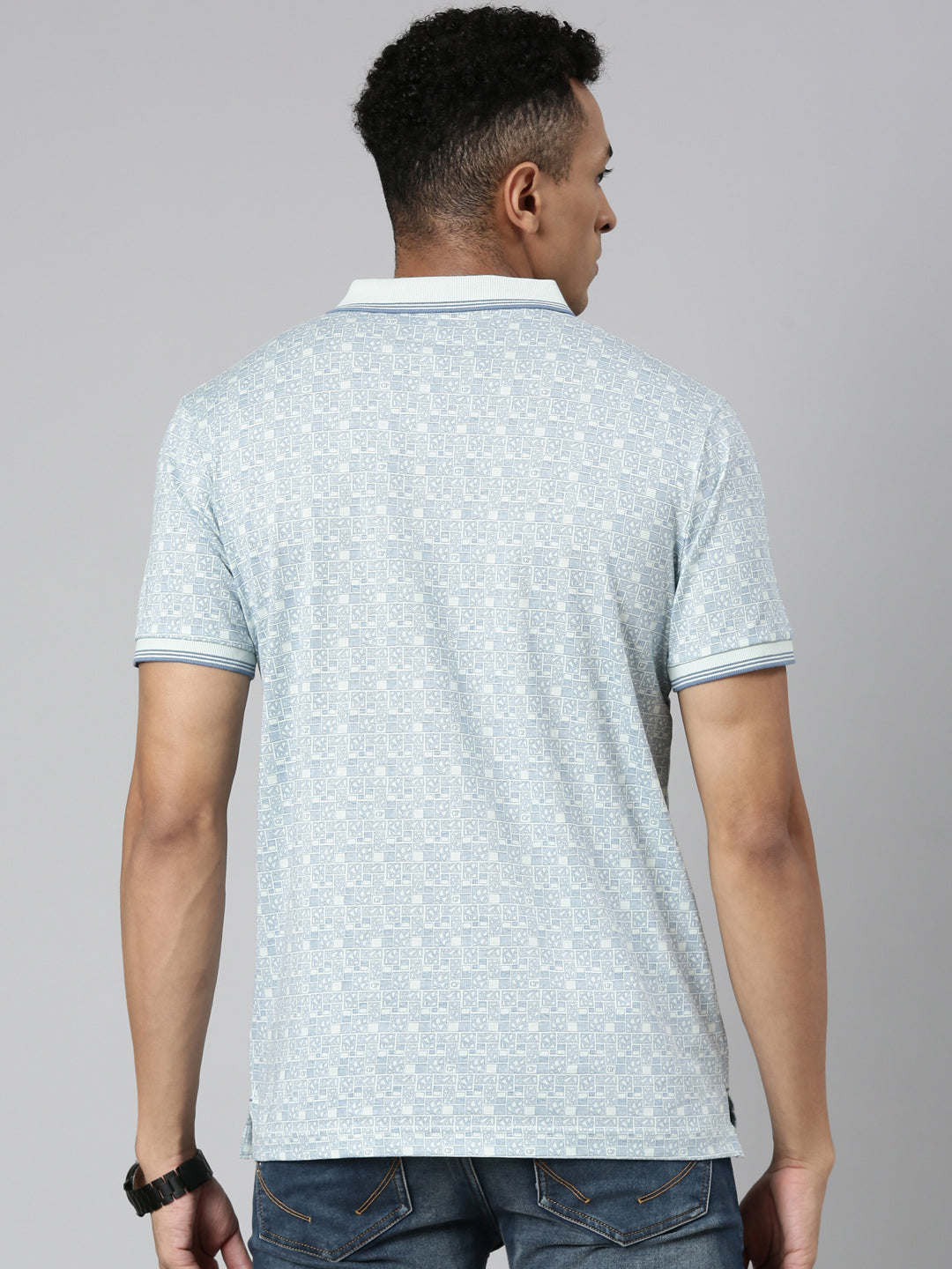 Classic Polo Men's Polo Neck Cotton Blue Slim Fit Printed T-Shirt | BELLO-282 A SF P