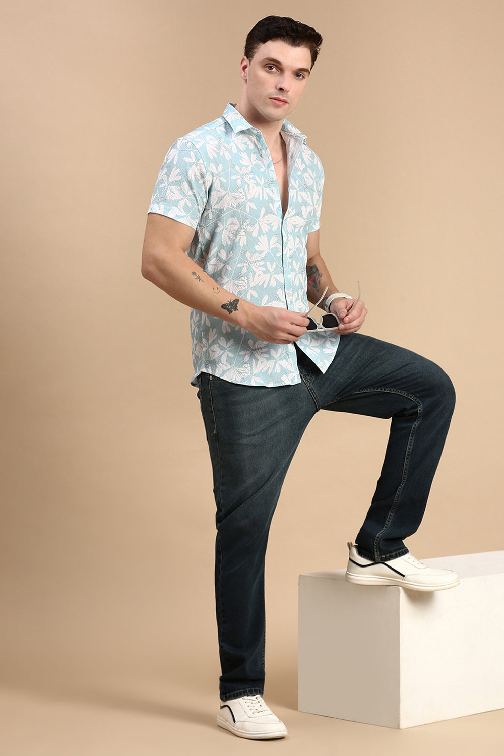 Classic Polo Men's Half Sleeve Lt.Green/White Polo Neck Slim Fit All Over Print Shirt | SP2-GN-05 B-HS-PRT-BSL