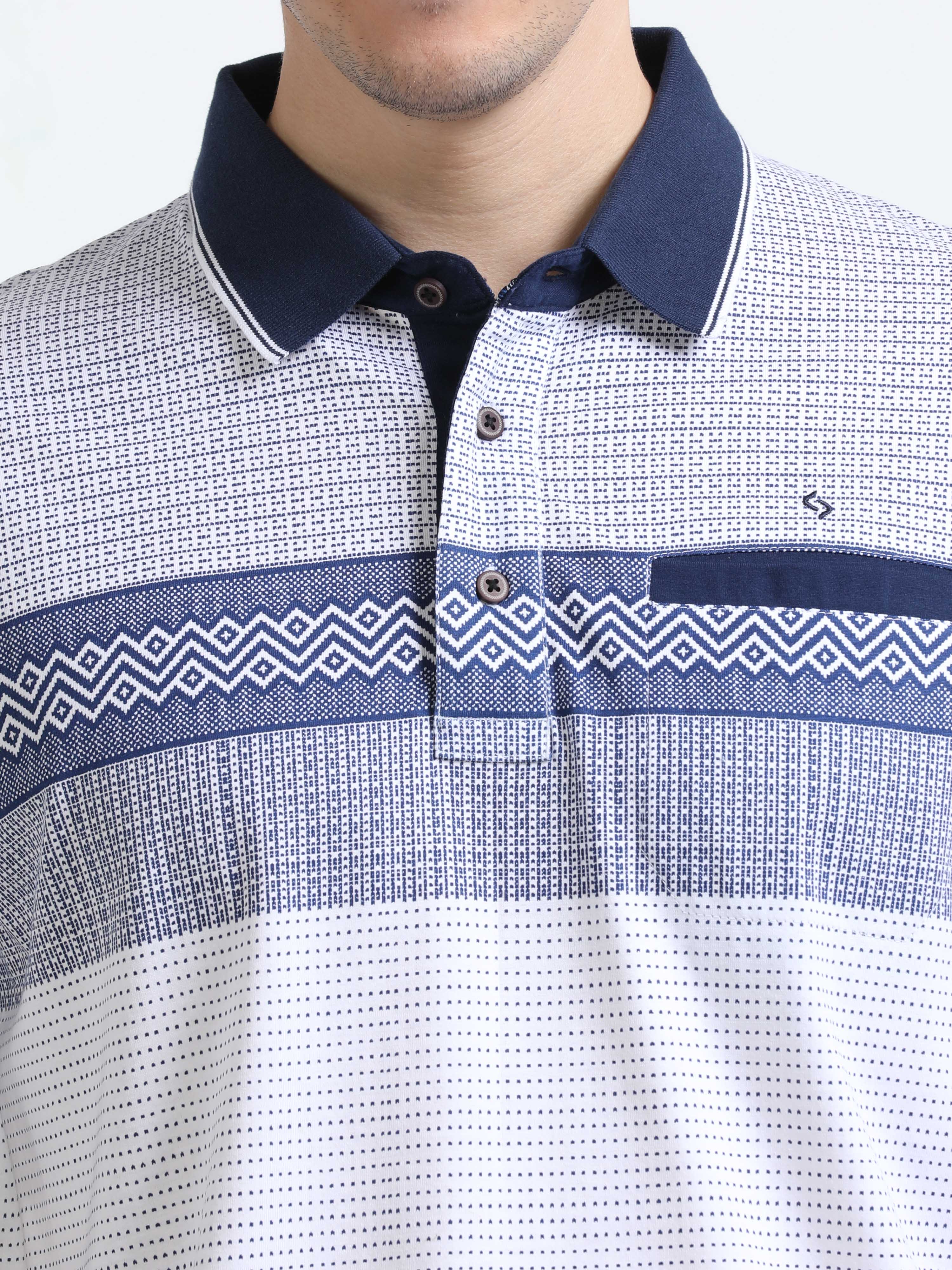 Classic Polo Mens Cotton Half Sleeves Floral Authentic Fit Polo Neck Navy Color T-Shirt | Carve Polo - 20 A Af P