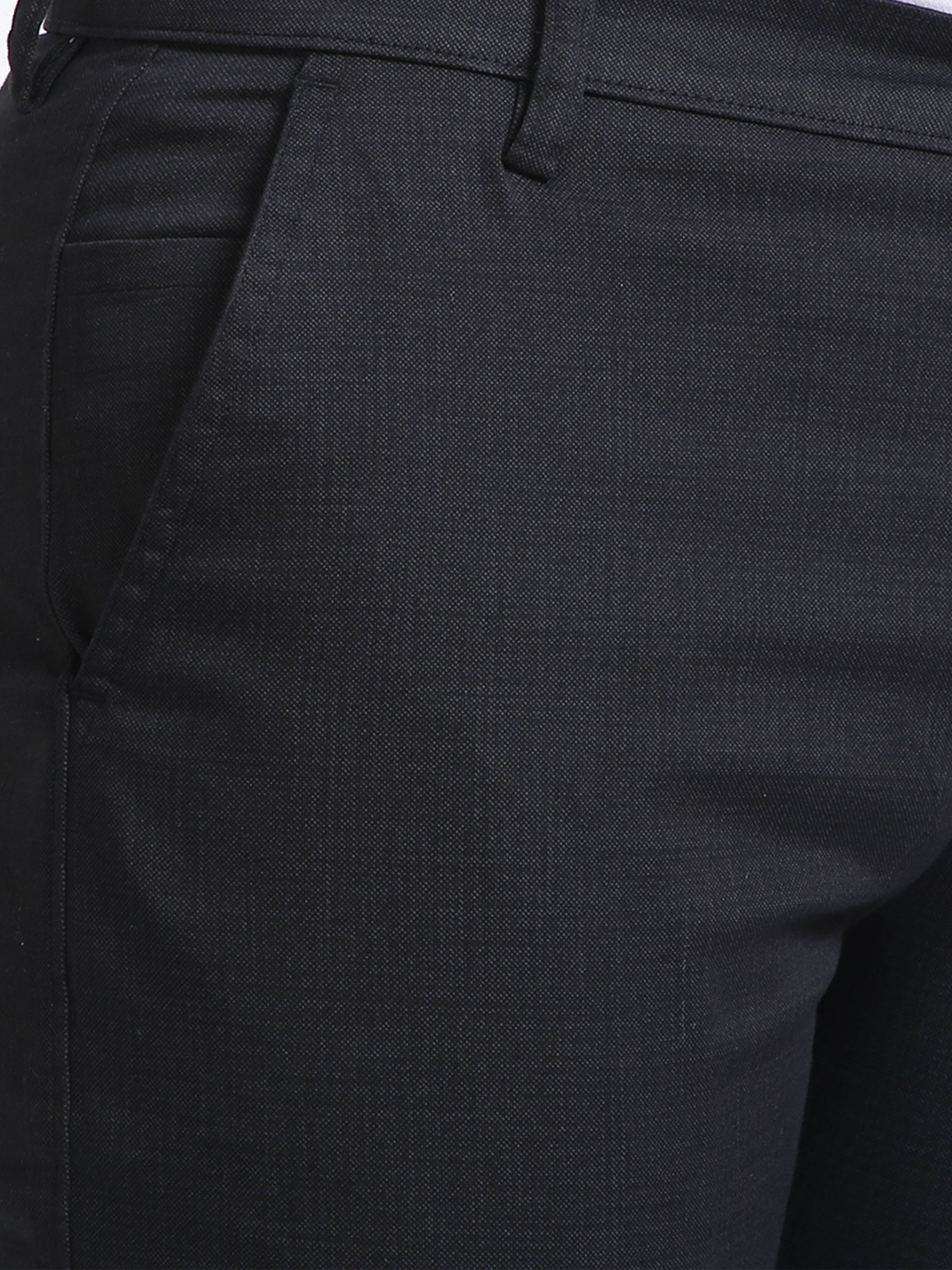 CP BRO Mens Moderate Fit Solid Black Color Trousers | To2-09 E-Blk-Mf-Ly