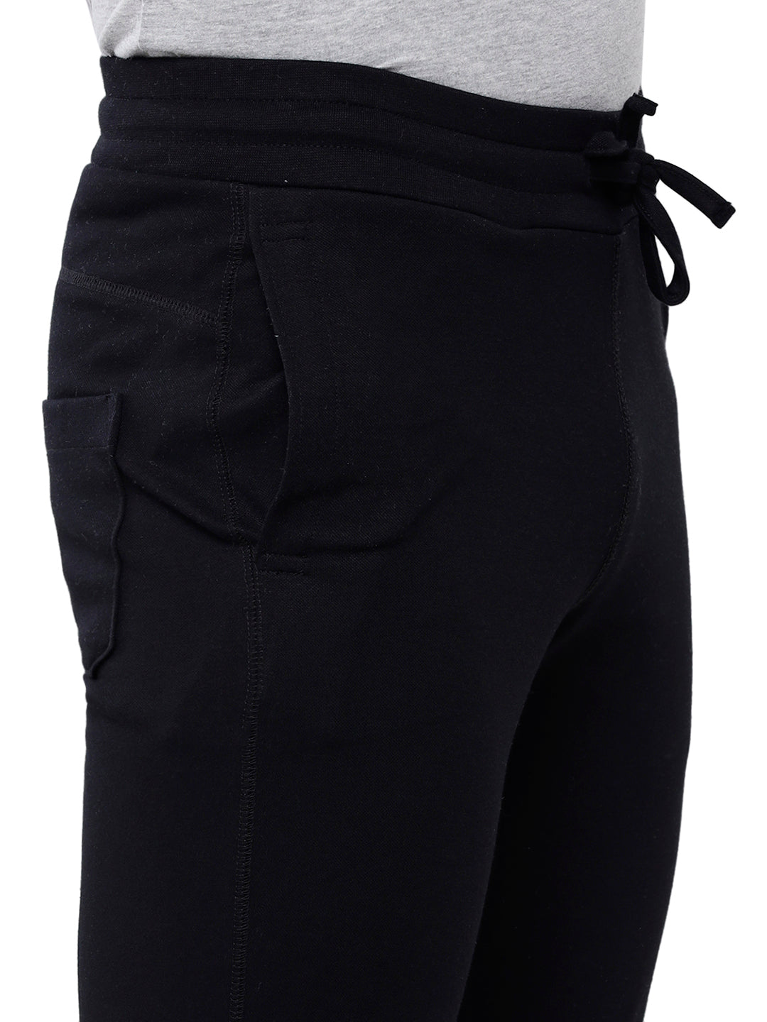 Classic Polo Men's Black Solid Cotton Slim Fit Trackpant | CR-INOX-BLACK
