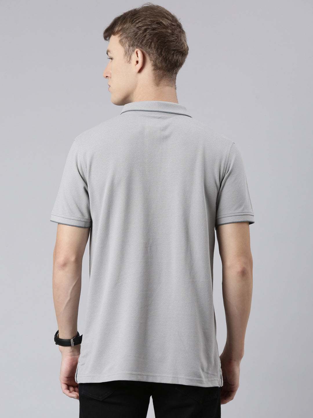 Classic Polo Men's Casual Solid Silver Half Sleeve Authentic Fit T-Shirt | TOY-NOVA-SILVER