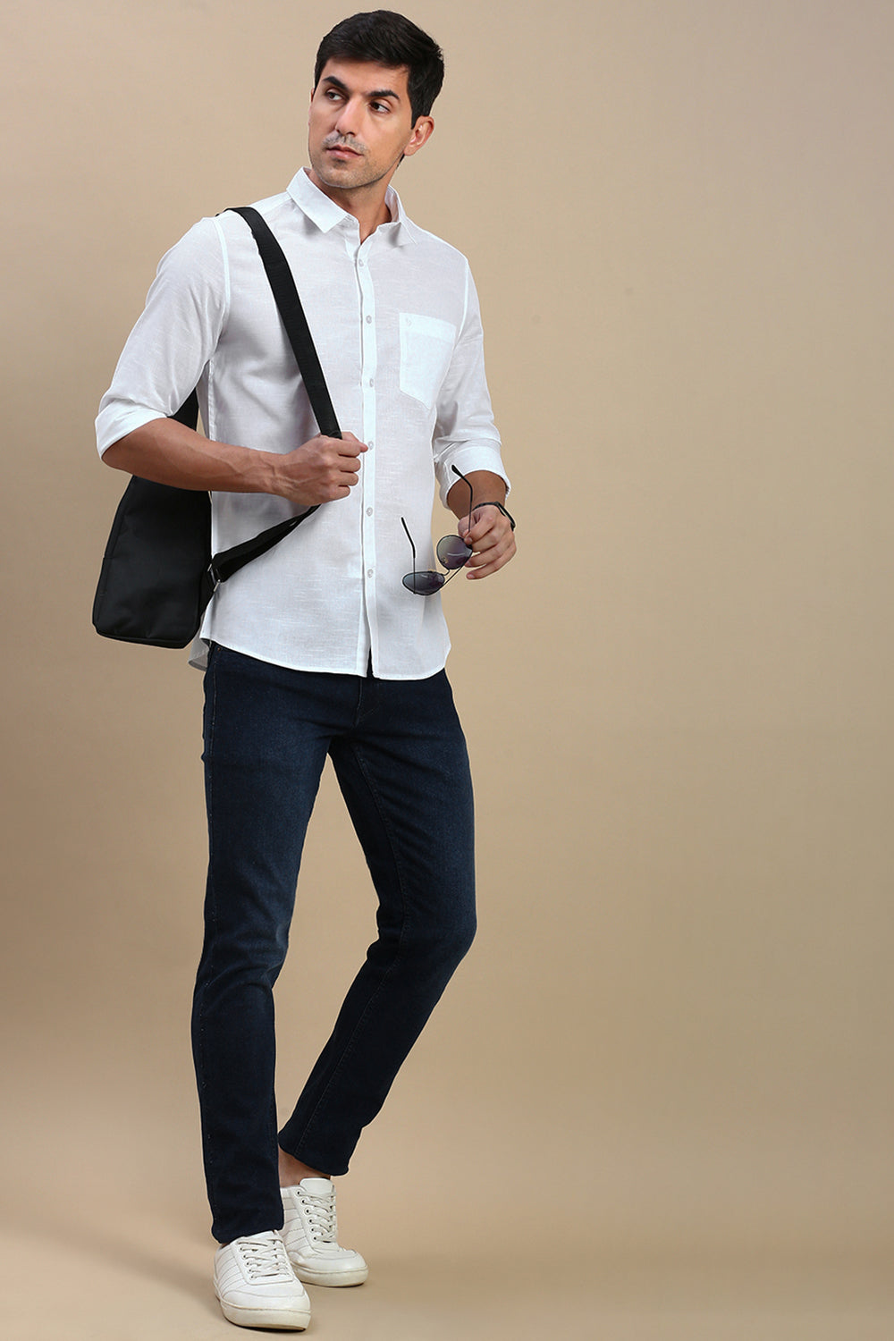 Classic Polo Men's Full Sleeve White Polo Neck Slim Fit Solid Shirt | TOY-STRIVE-WHITE SF FS