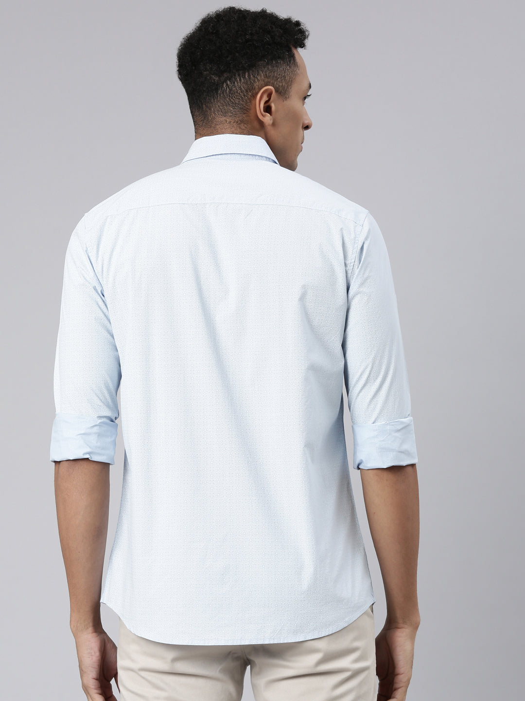 Classic Polo Men's Full Sleeve Lt.Blue Polo Neck Cotton Slim Fit Casual Shirt | SP2-CL-68 A-FS-PRT-SF