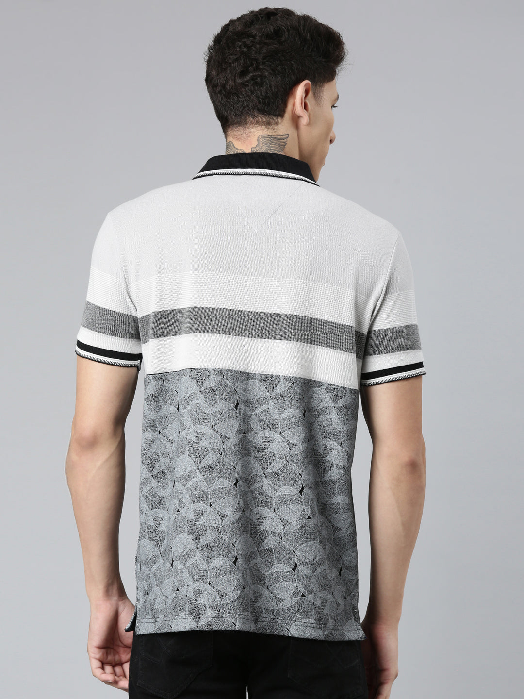 Classic Polo Mens Printed Grey/Black Polo Neck Slim Fit T-Shirt | VTA - 266 B SF P
