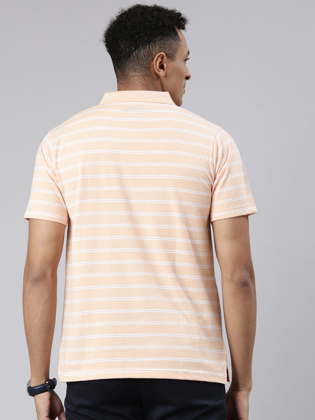 Classic Polo Men's Half Sleeve Lt.Orange/White Polo Neck Cotton Blend Authentic Fit T-Shirt | AVON - 570 B AF P