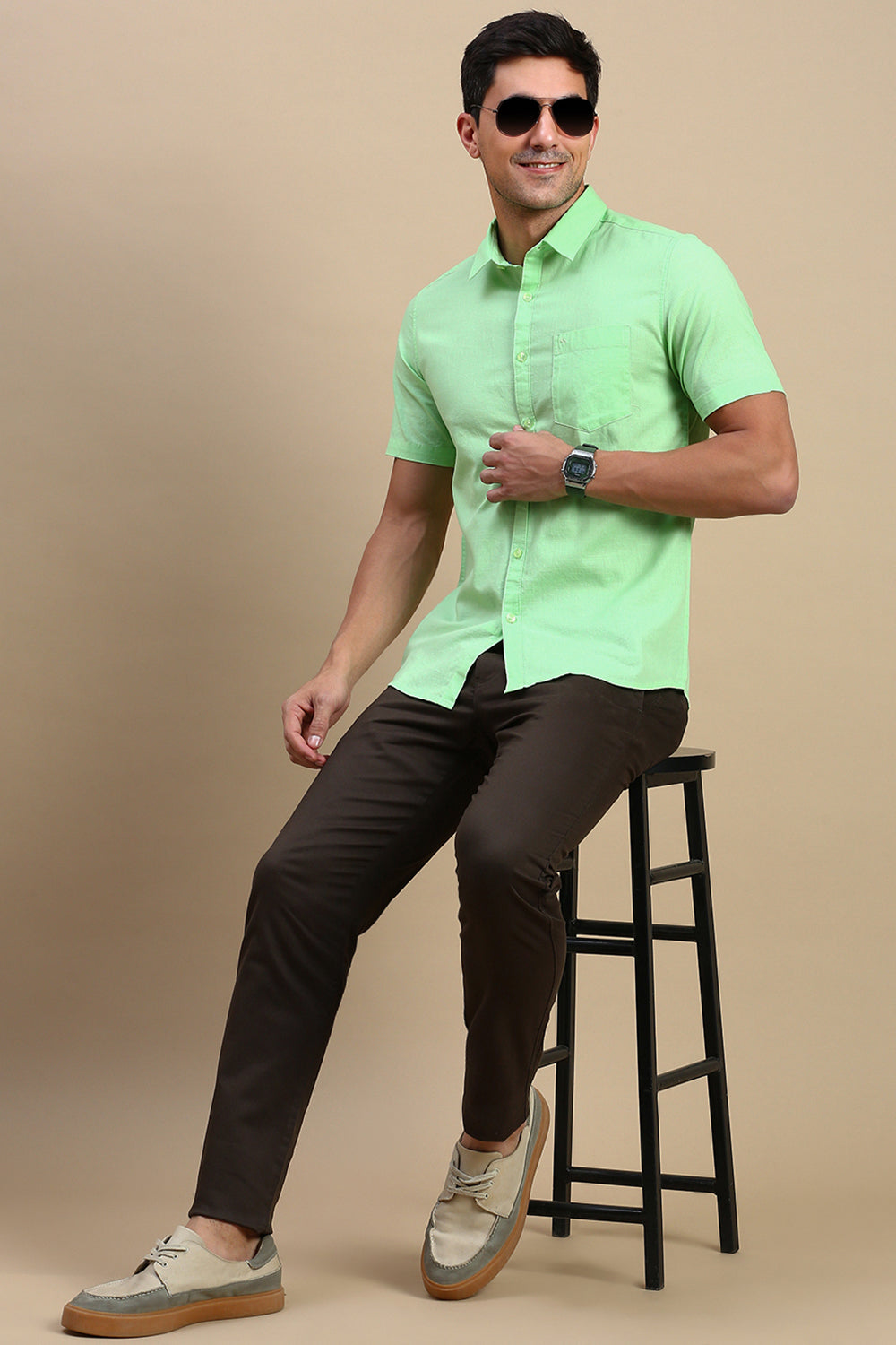 Classic Polo Men's Half Sleeve Green Polo Neck Slim Fit Solid Casual Shirt | TOY-TRALIX-GREEN SF HS