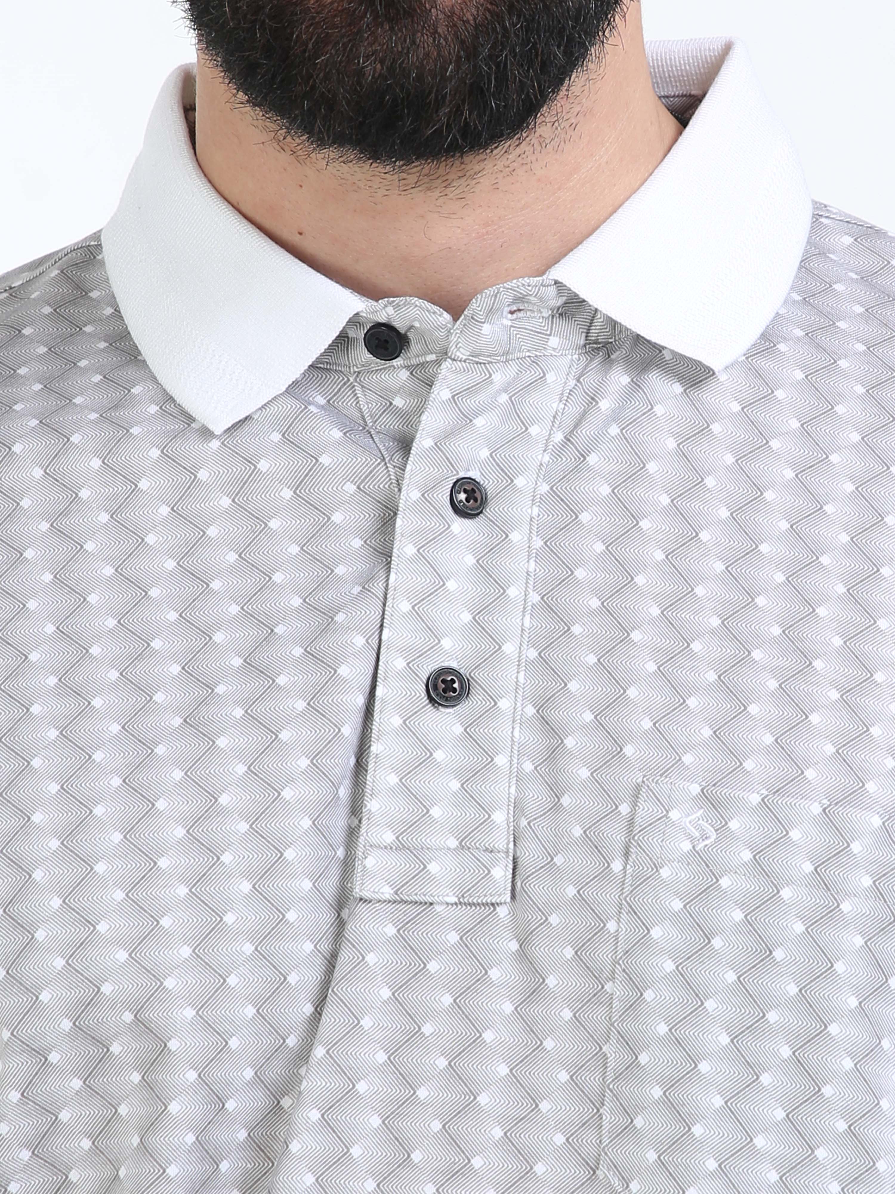 Classic Polo Mens Cotton Half Sleeves Floral Authentic Fit Polo Neck Cream Color T-Shirt | Swank - 05 A Af P