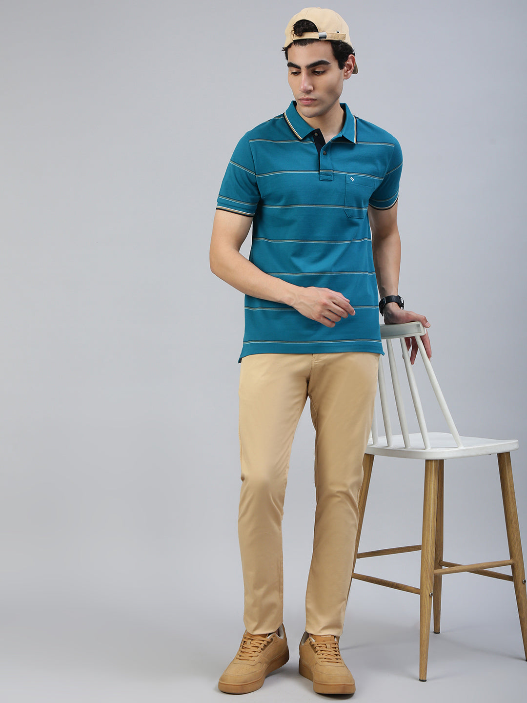 Classic Polo Men's Beige Moderate Fit Solid Casual Trouser||TRS-CHINO-PEG MF LY