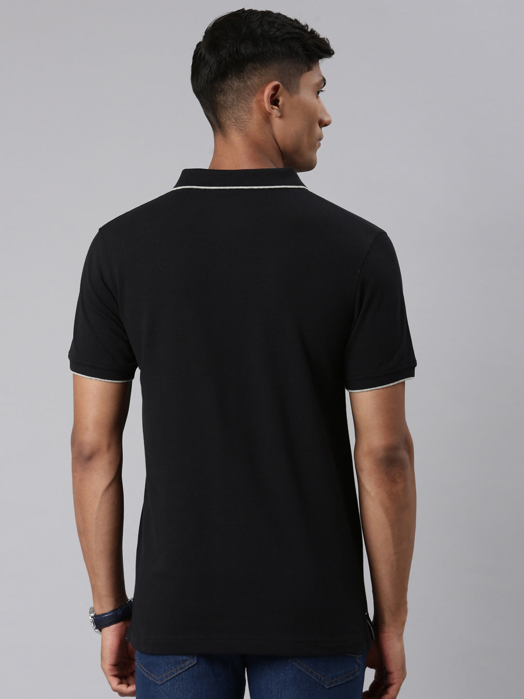 Classic Polo Men's Polo Neck Black Slim Fit T-shirt 4SSN 226