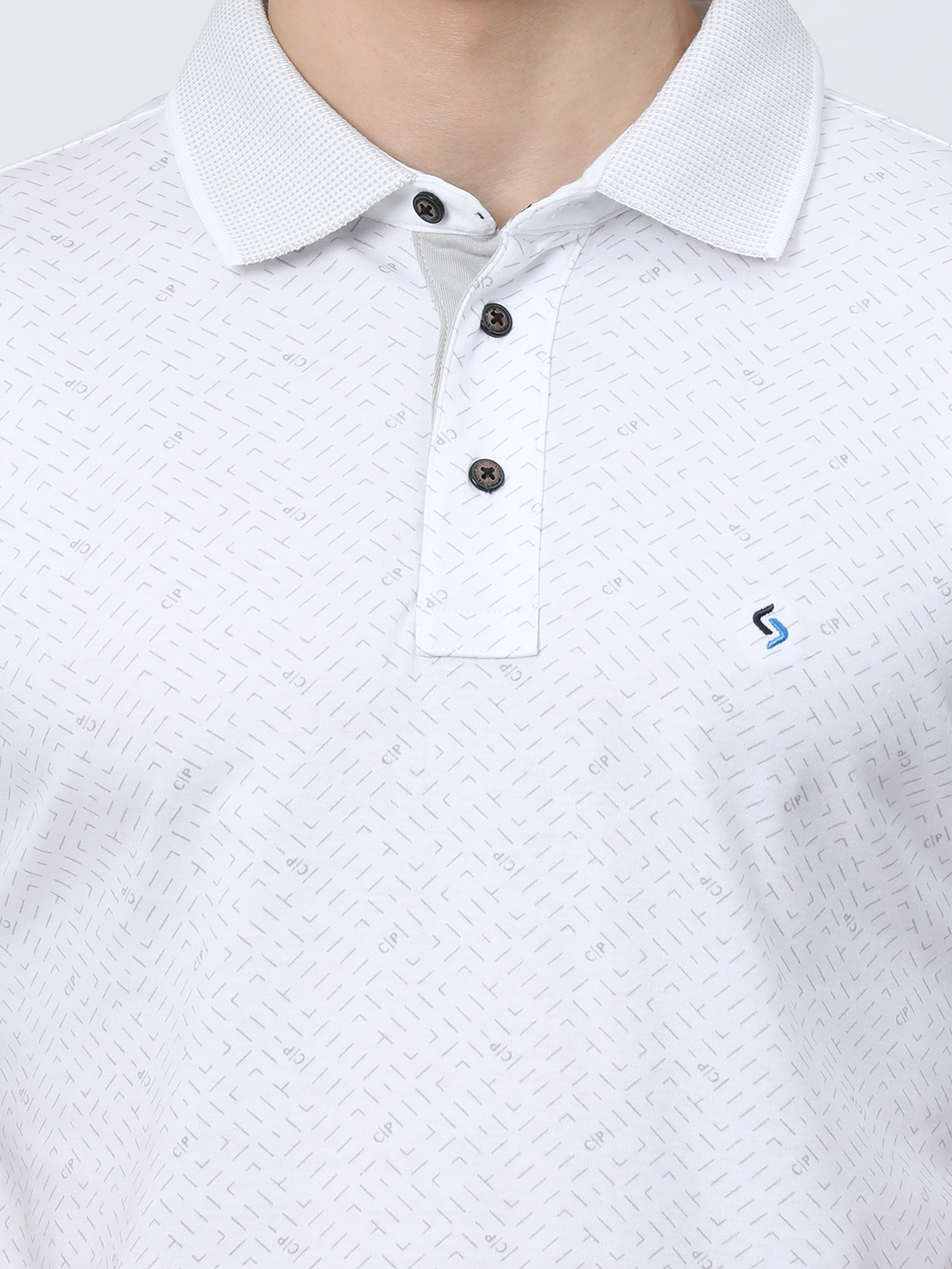 Classic Polo Mens Cotton Half Sleeves Printed Slim Fit Polo Neck White Color T-Shirt | Prm - 786 A Sf P