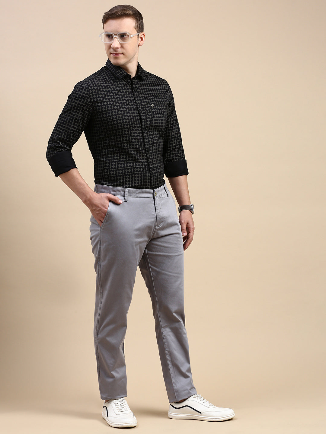 Classic Polo Men's Polo Neck Cotton Black Slim Fit Printed Shirt | SBP1-26B-FS-PRT-BSL