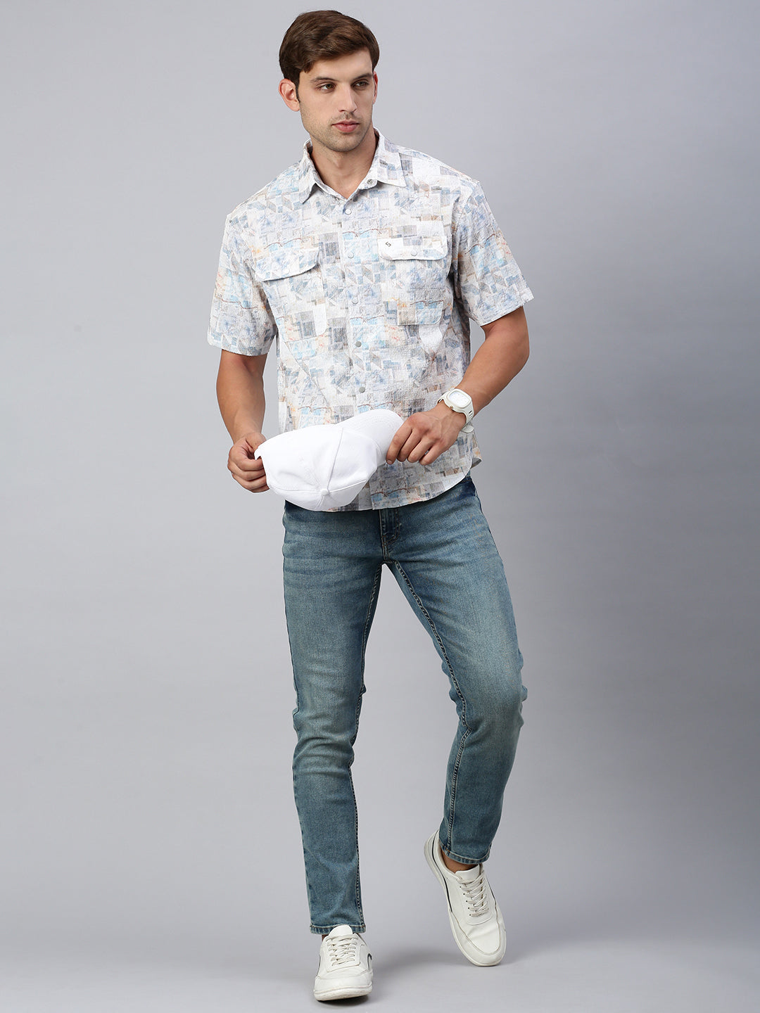 Classic Polo Men's Half Sleeve Multicolor Cotton Slim Fit Woven Shirt | SP2-GN-14 A-HS-PRT-BSL