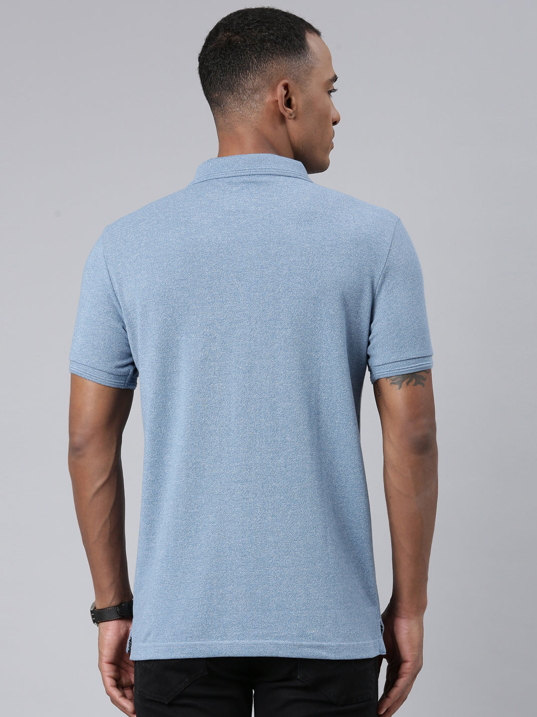 Classic Polo Mens Solid Blue Polo Neck Slim Fit T-Shirt | TOY-PROTEN-SKYBLUE SF P