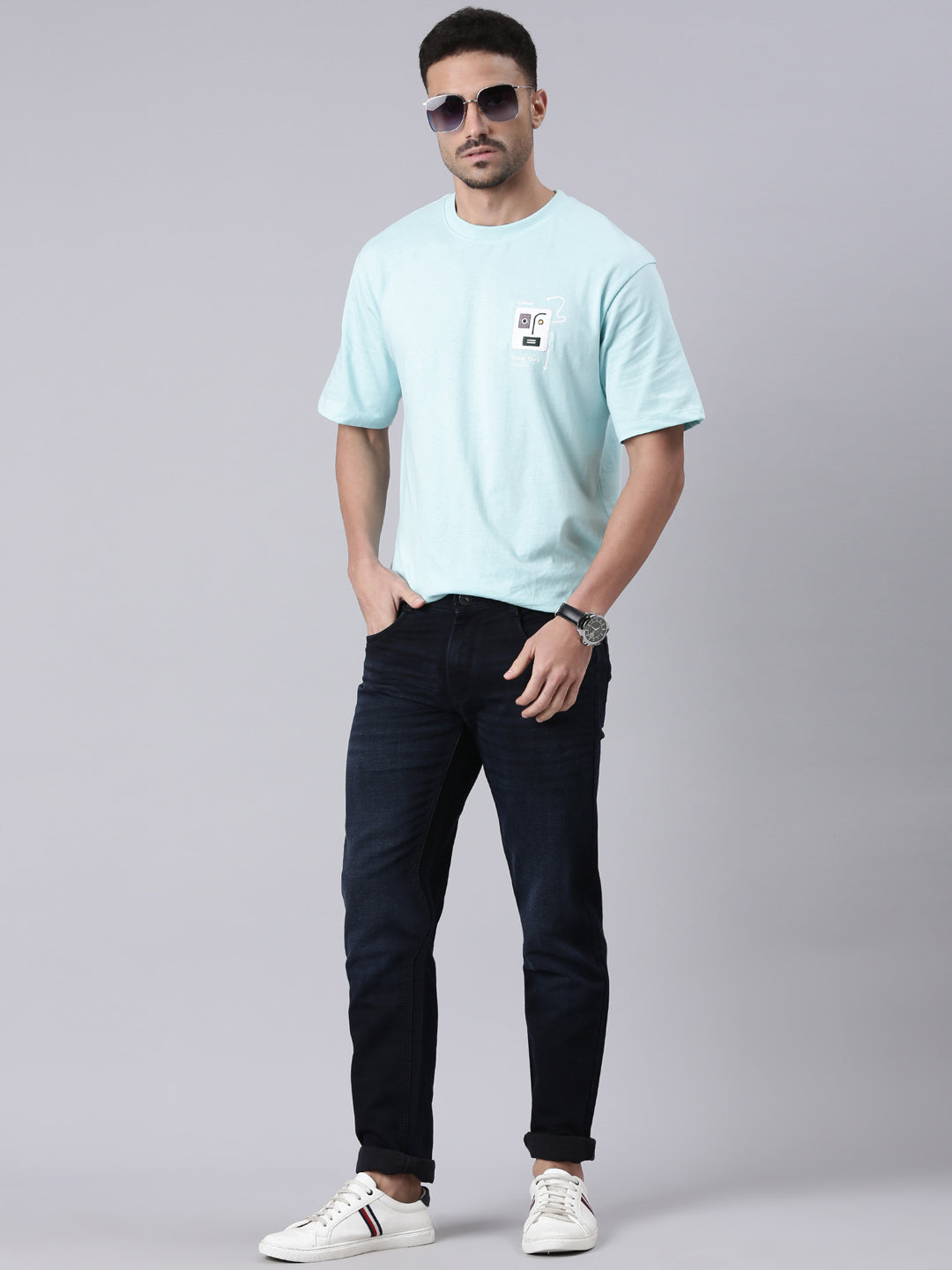 Classic Polo Men's Dark Navy Blue Solid Cotton Slim Fit Jeans | CPDQ2-43-D.NVY-SF