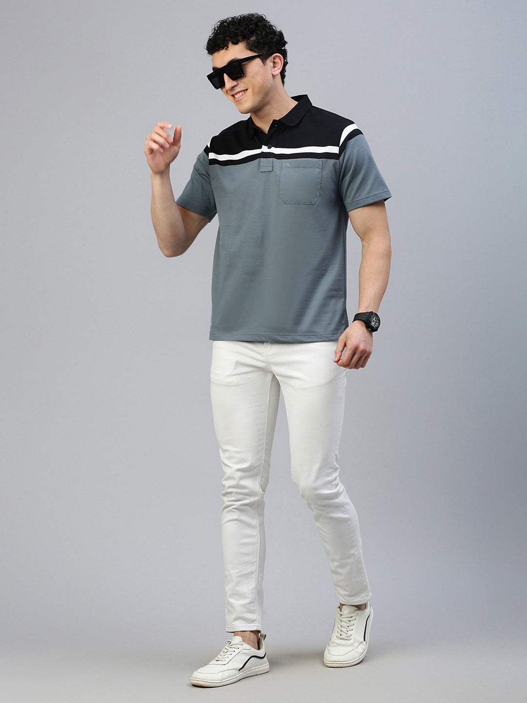 Classic Polo Men's Half Sleeve Grey/Black Polo Neck Authentic Fit Solid T-Shirt||MEL - 266 A AF P