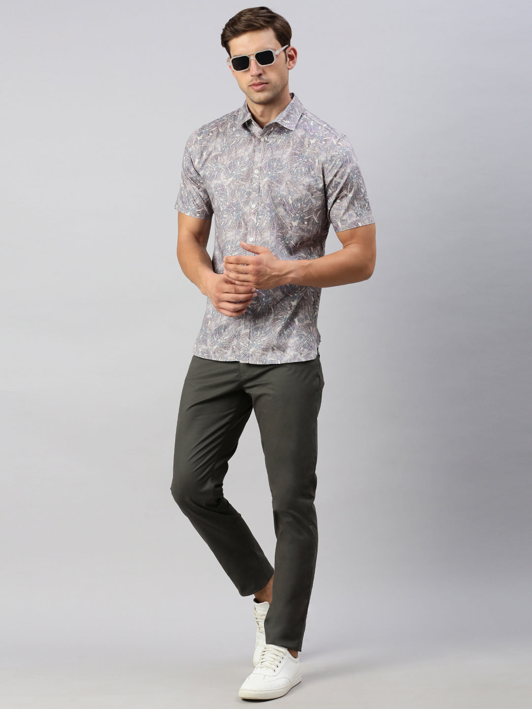 Classic Polo Men's Half Sleeve Multicolor Cotton Slim Fit Woven Shirt | SP2-GN-17 B-HS-PRT-BSL