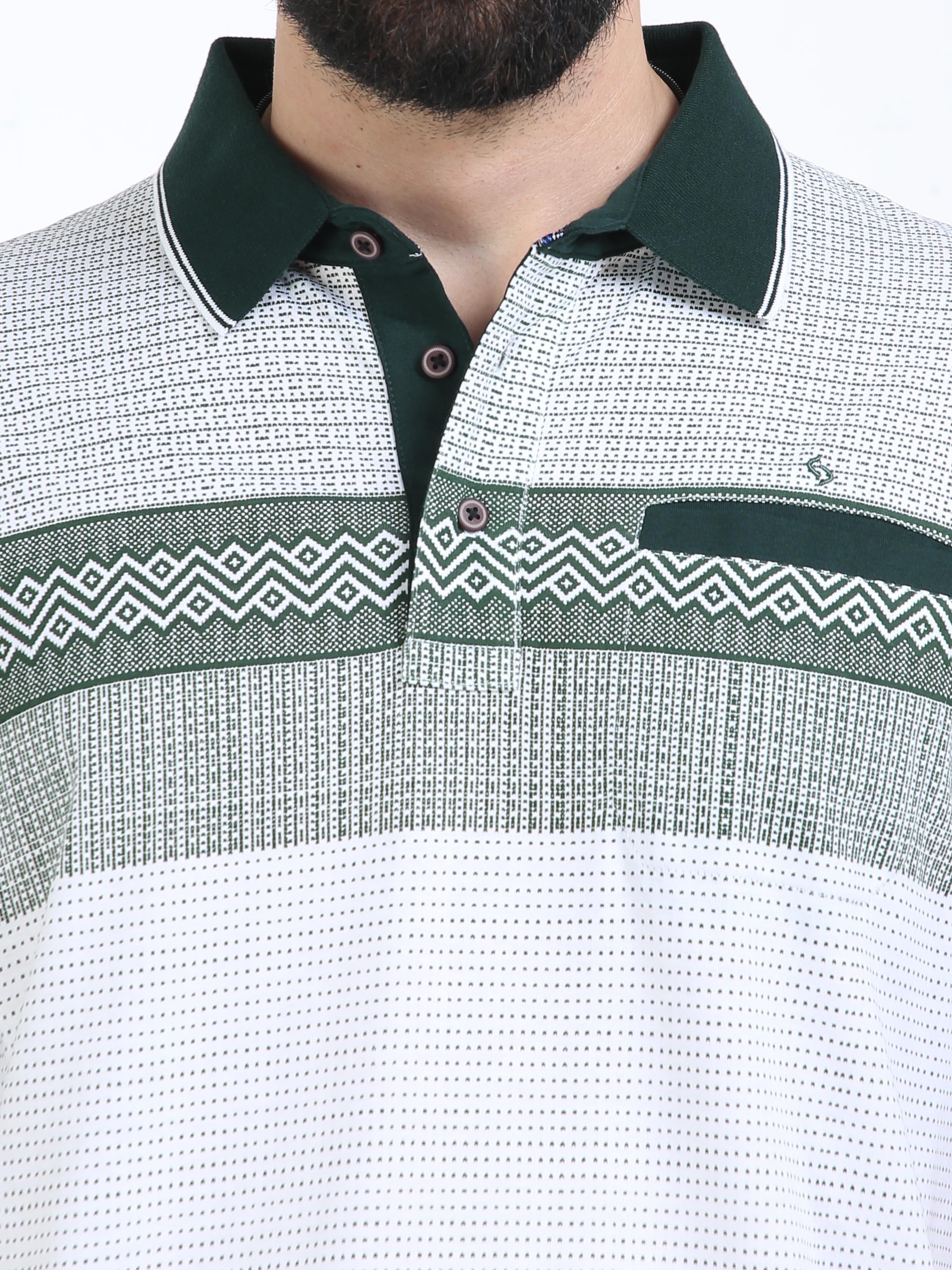 Classic Polo Mens Cotton Half Sleeves Floral Authentic Fit Polo Neck Green Color T-Shirt | Carve Polo - 20 B Af P