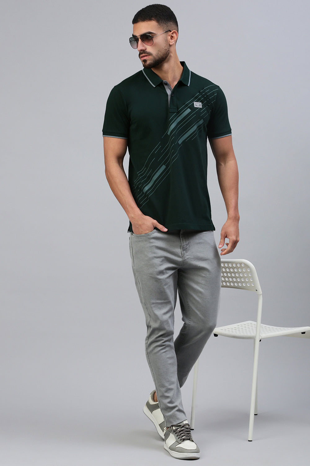 Classic Polo Men's Half Sleeve Dr.Green Polo Neck Slim Fit Printed T-Shirt