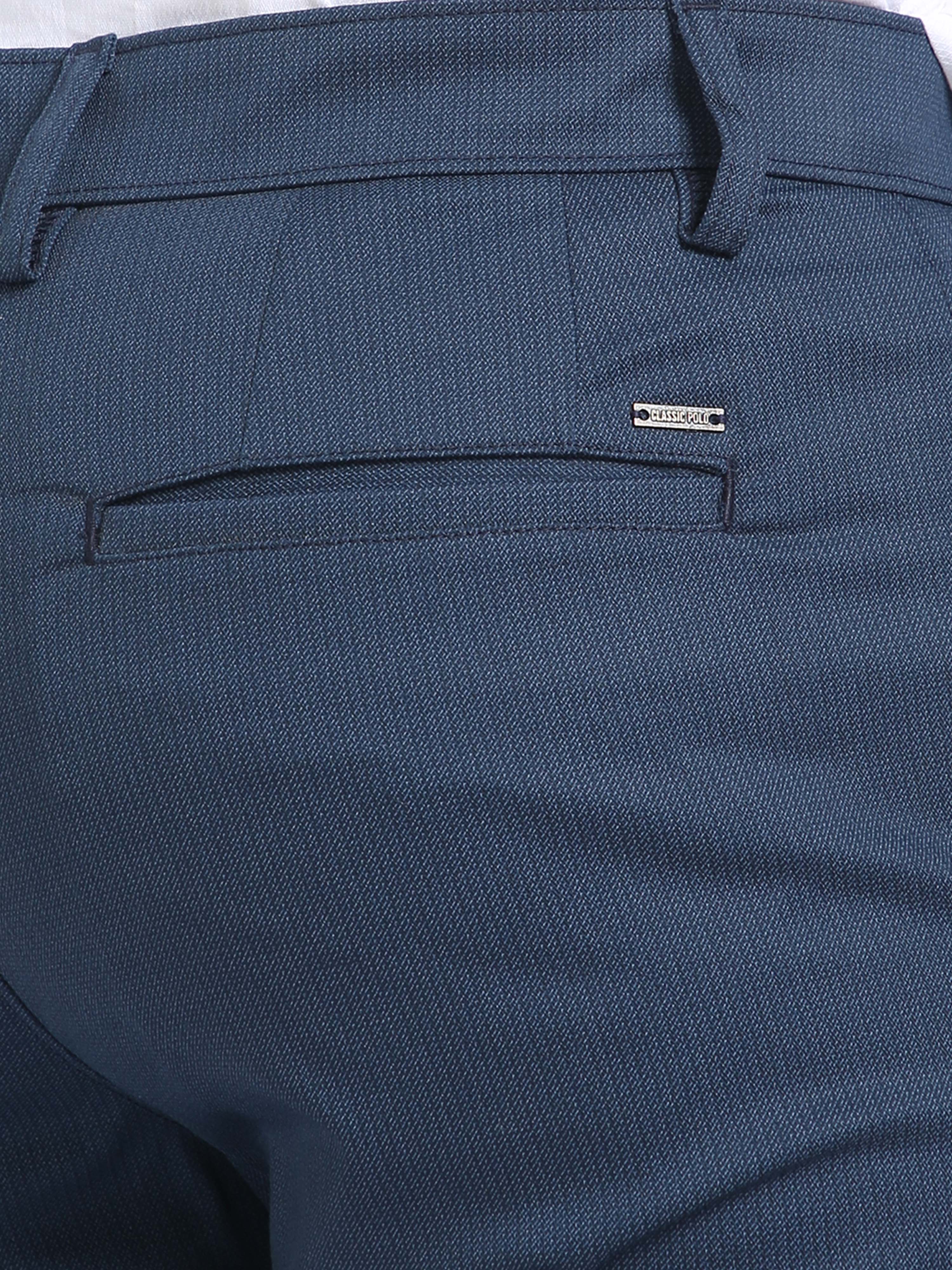 Classic Polo Mens Moderate Fit Solid Blue Color Trousers | To2-35 A-Blu-Mf-Ly